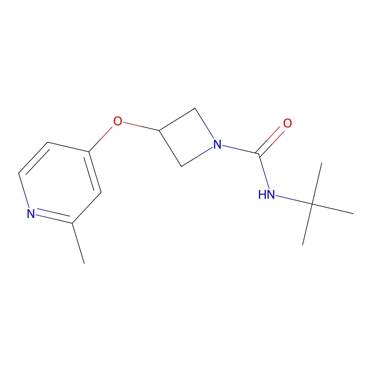 N-tert-butyl-3-[(2-methylpyridin-4-yl)oxy]azetidine-1-carboxamide molecular structure, CAS 2770582-50-6
