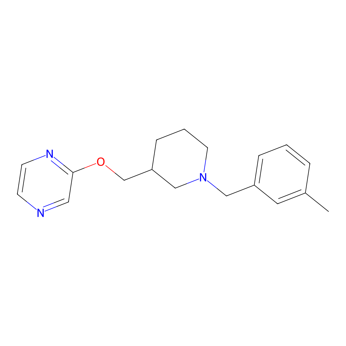 2-({1-[(3-Methylphenyl)methyl]piperidin-3-yl}methoxy)pyrazine molecular structure, CAS 2770582-51-7