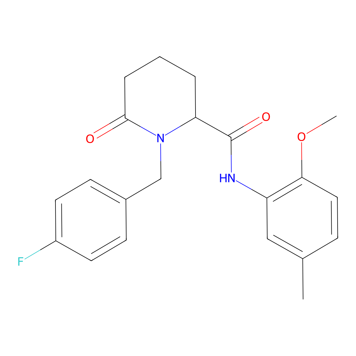 1-[(4-fluorophenyl)methyl]-N-(2-methoxy-5-methylphenyl)-6-oxopiperidine-2-carboxamide molecular structure, CAS 2770582-54-0