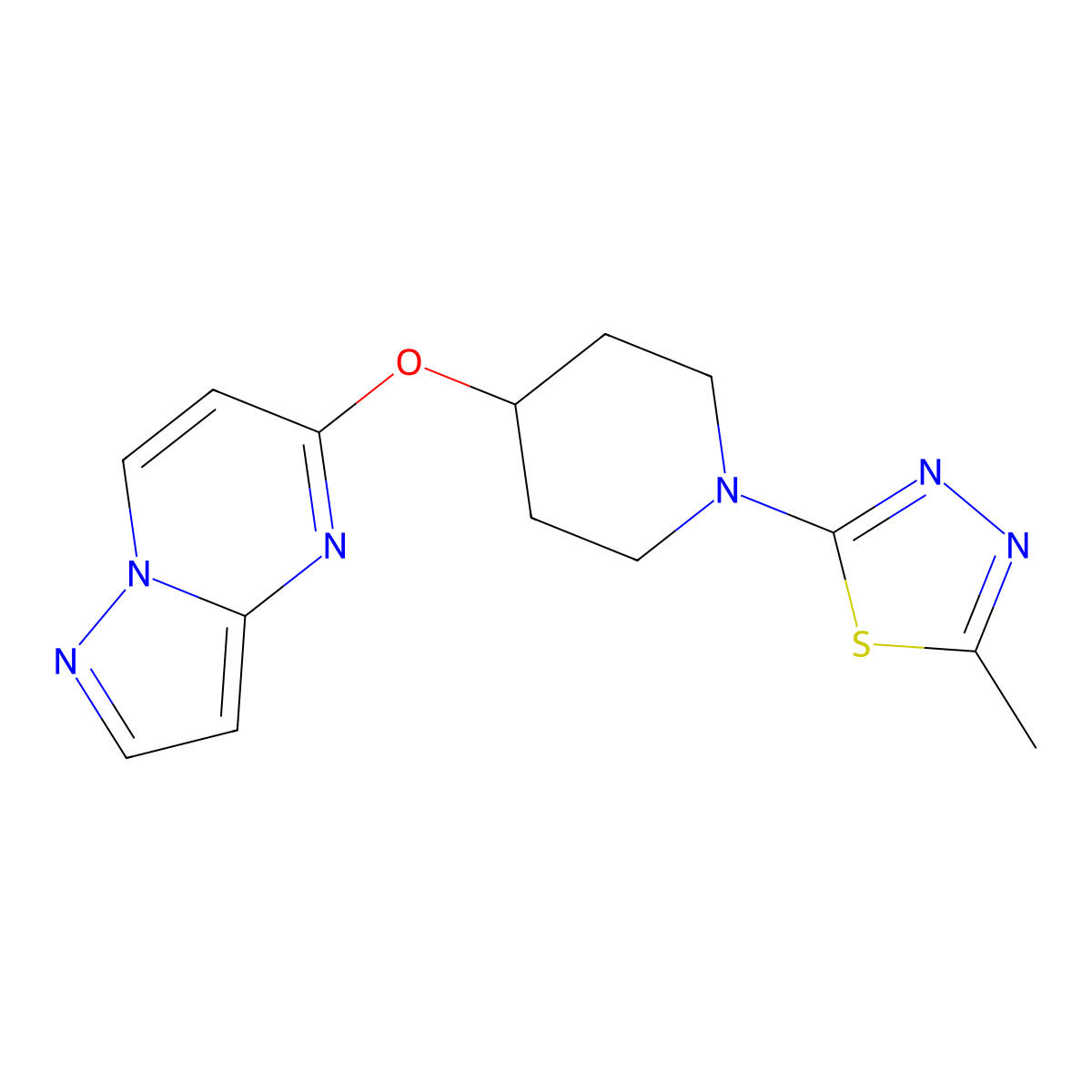 1-(5-Methyl-1,3,4-thiadiazol-2-yl)-4-{pyrazolo[1,5-a]pyrimidin-5-yloxy}piperidine molecular structure, CAS 2770582-55-1