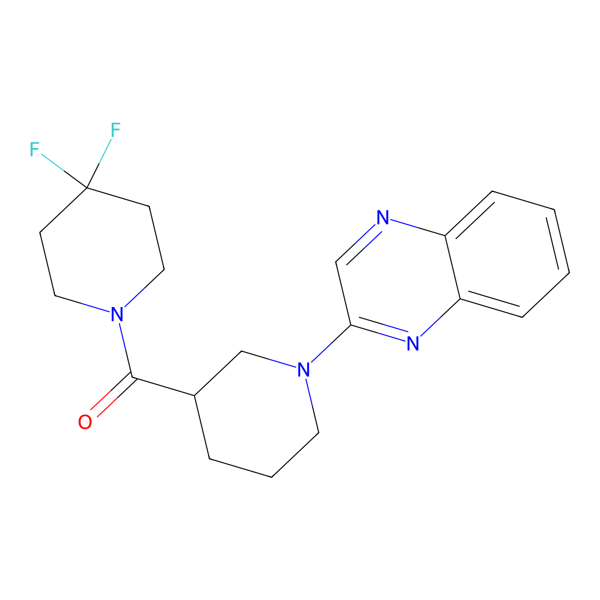 2-[3-(4,4-Difluoropiperidine-1-carbonyl)piperidin-1-yl]quinoxaline molecular structure, CAS 2770582-56-2