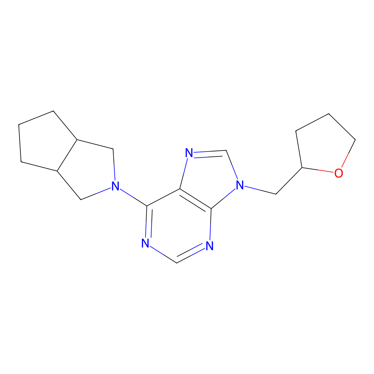 6-{octahydrocyclopenta[c]pyrrol-2-yl}-9-[(oxolan-2-yl)methyl]-9H-purine molecular structure, CAS 2770582-63-1