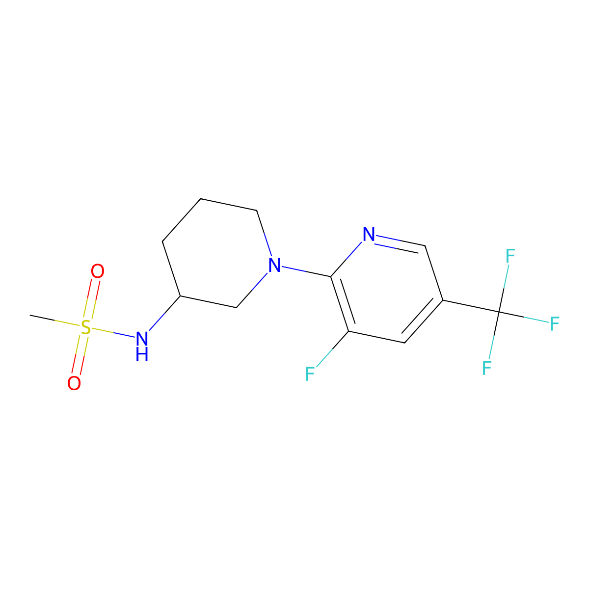 N-{1-[3-fluoro-5-(trifluoromethyl)pyridin-2-yl]piperidin-3-yl}methanesulfonamide molecular structure, CAS 2770582-67-5