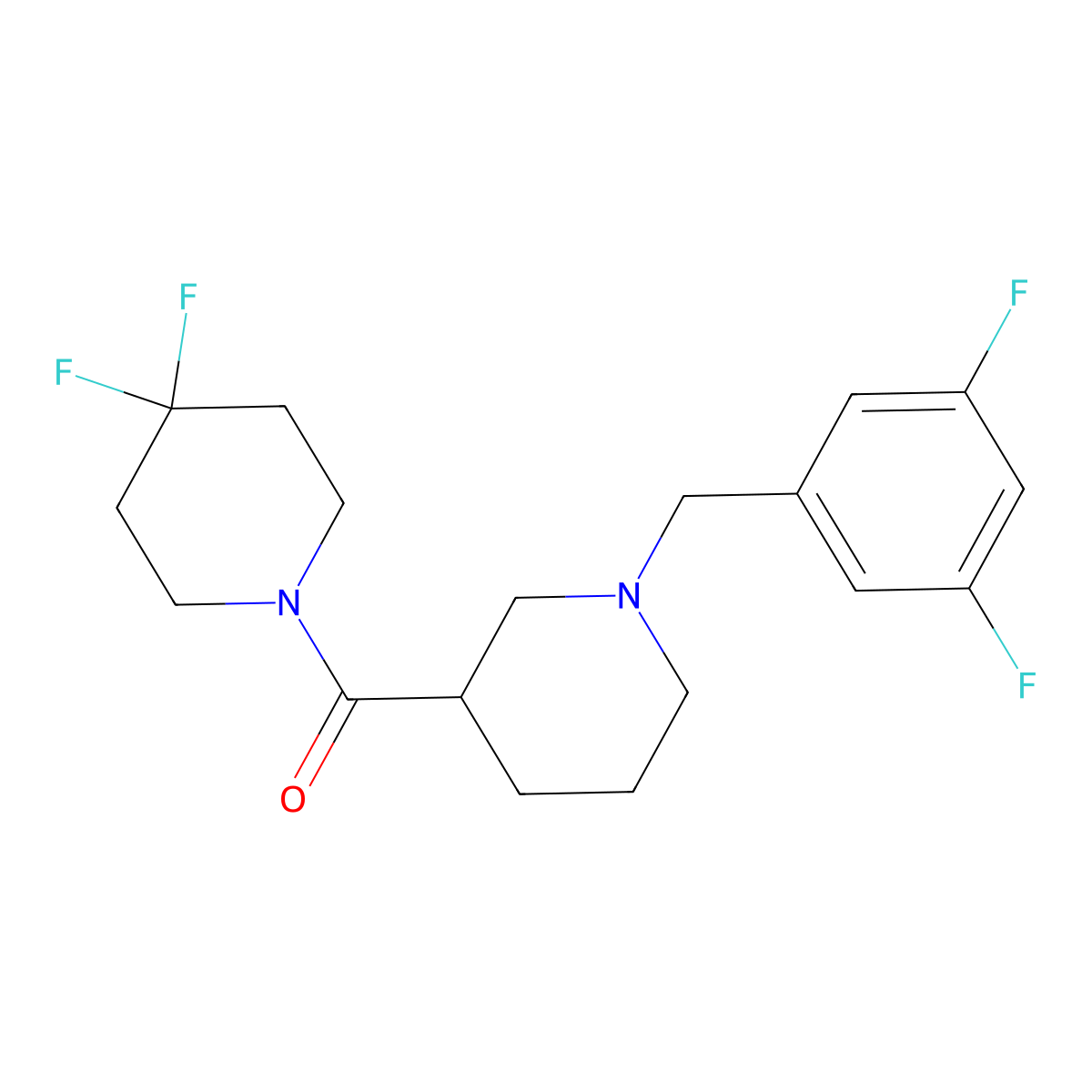 1-{1-[(3,5-Difluorophenyl)methyl]piperidine-3-carbonyl}-4,4-difluoropiperidine molecular structure, CAS 2770582-69-7