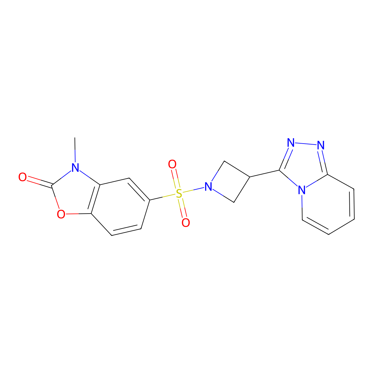 3-Methyl-5-[(3-{[1,2,4]triazolo[4,3-a]pyridin-3-yl}azetidin-1-yl)sulfonyl]-2,3-dihydro-1,3-benzoxazol-2-one molecular structure, CAS 2770582-73-3