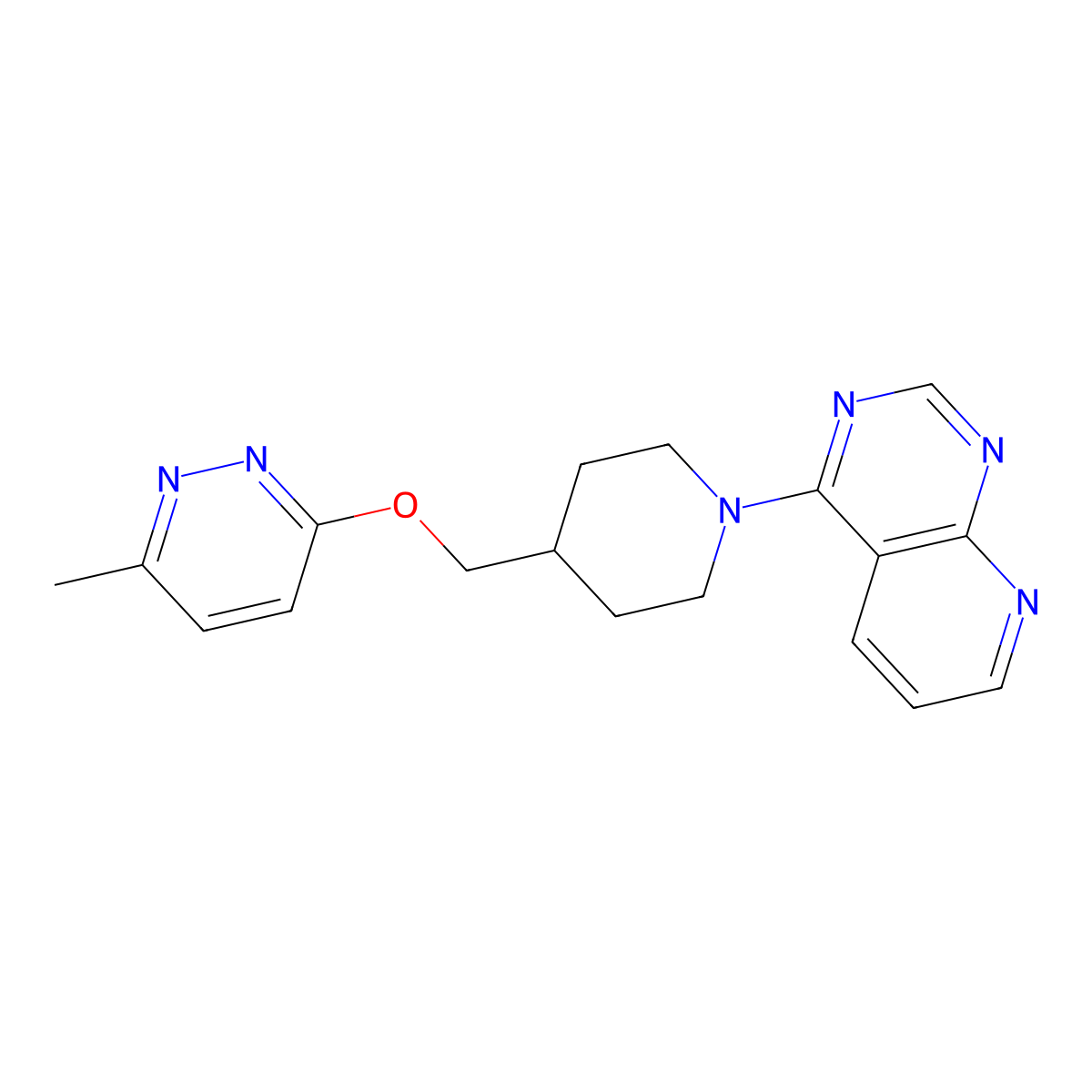 3-Methyl-6-[(1-{pyrido[2,3-d]pyrimidin-4-yl}piperidin-4-yl)methoxy]pyridazine molecular structure, CAS 2770582-77-7