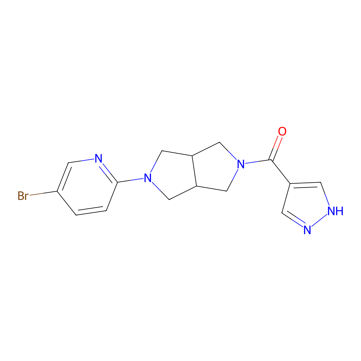 5-bromo-2-[5-(1H-pyrazole-4-carbonyl)-octahydropyrrolo[3,4-c]pyrrol-2-yl]pyridine molecular structure, CAS 2770582-83-5