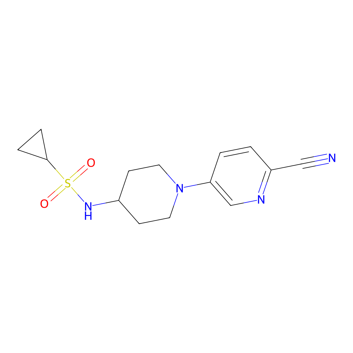 N-[1-(6-cyanopyridin-3-yl)piperidin-4-yl]cyclopropanesulfonamide molecular structure, CAS 2770582-93-7