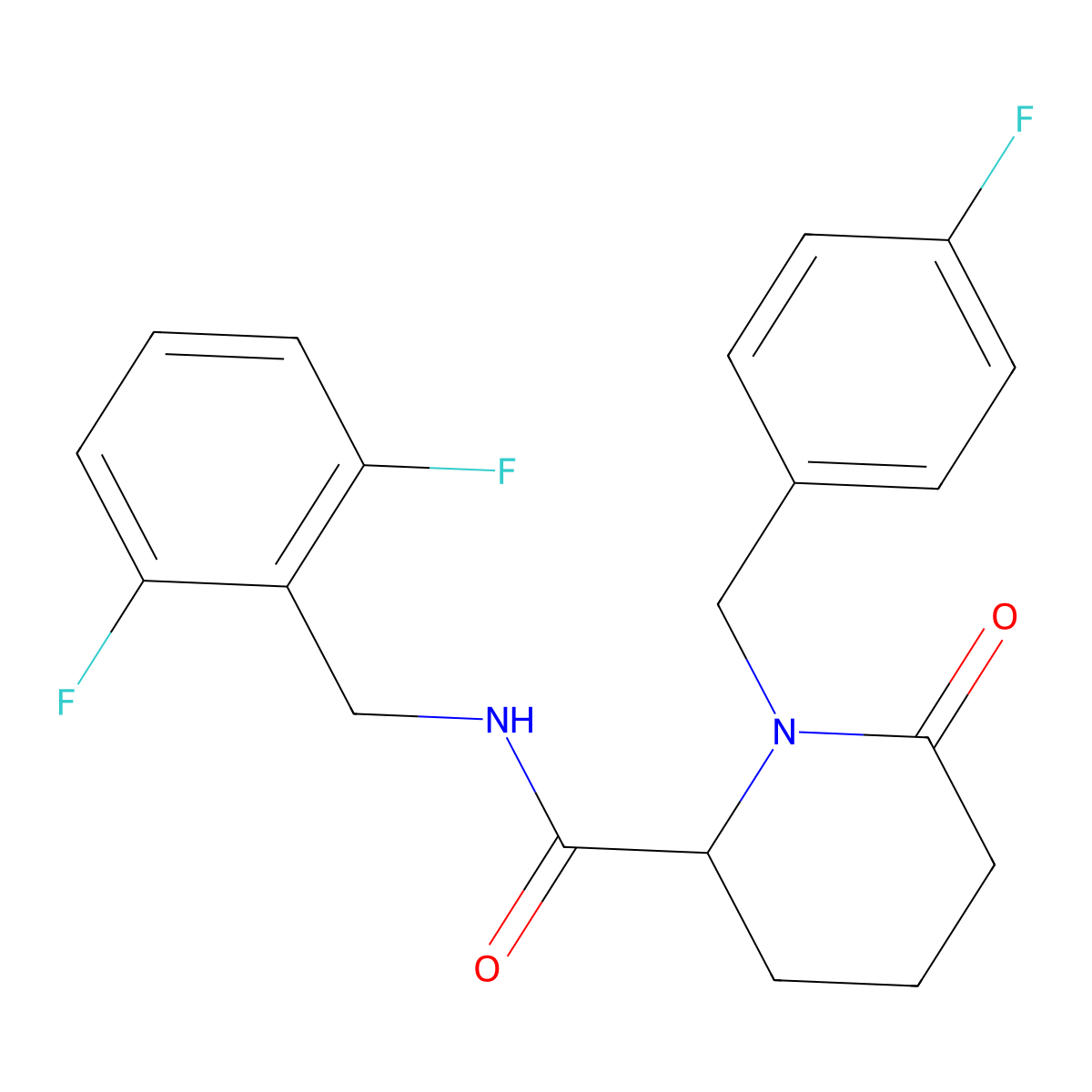 N-[(2,6-difluorophenyl)methyl]-1-[(4-fluorophenyl)methyl]-6-oxopiperidine-2-carboxamide molecular structure, CAS 2770582-95-9