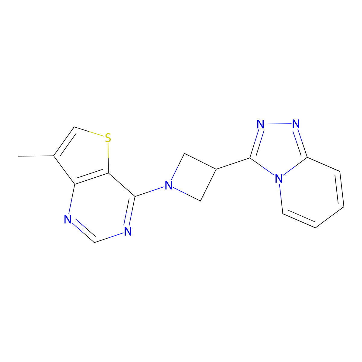 1-{7-Methylthieno[3,2-d]pyrimidin-4-yl}-3-{[1,2,4]triazolo[4,3-a]pyridin-3-yl}azetidine molecular structure, CAS 2770582-97-1