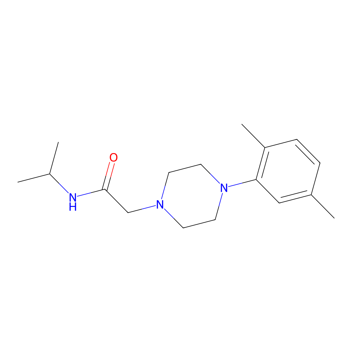 2-[4-(2,5-dimethylphenyl)piperazin-1-yl]-N-(propan-2-yl)acetamide molecular structure, CAS 2770583-06-5