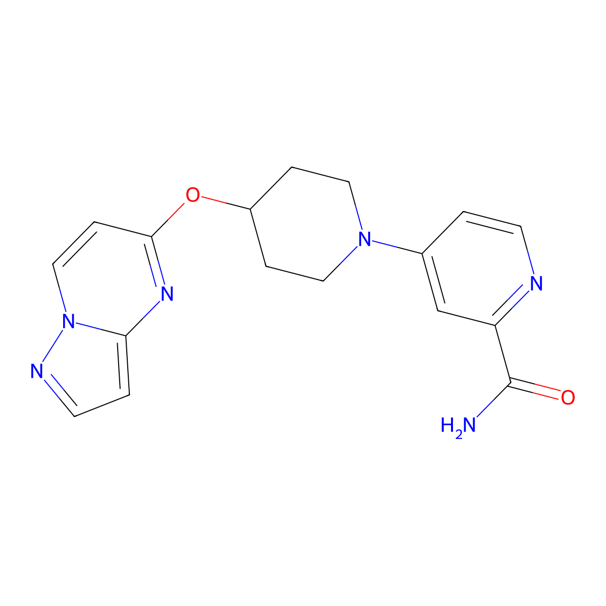 4-(4-{Pyrazolo[1,5-a]pyrimidin-5-yloxy}piperidin-1-yl)pyridine-2-carboxamide molecular structure, CAS 2770583-07-6
