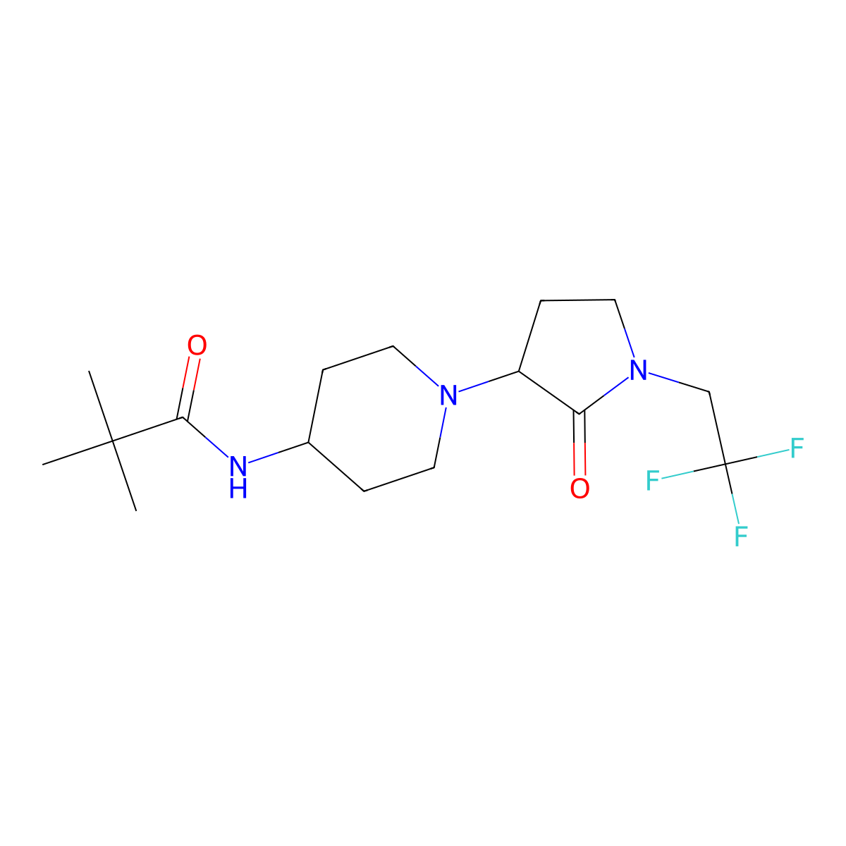 2,2-dimethyl-N-{1-[2-oxo-1-(2,2,2-trifluoroethyl)pyrrolidin-3-yl]piperidin-4-yl}propanamide molecular structure, CAS 2770583-09-8