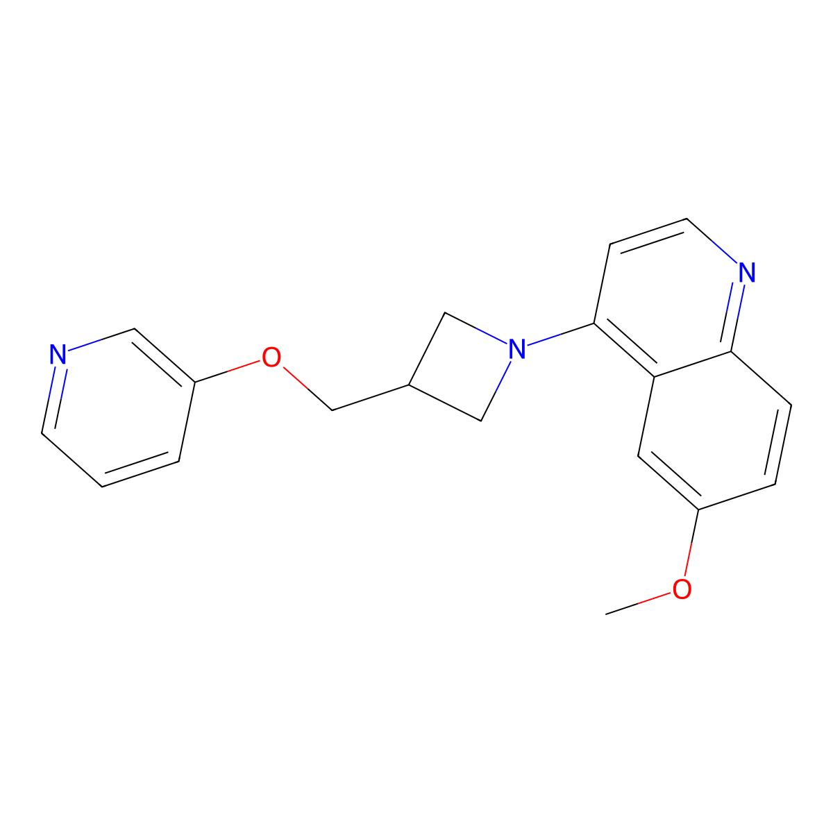 6-Methoxy-4-{3-[(pyridin-3-yloxy)methyl]azetidin-1-yl}quinoline molecular structure, CAS 2770583-10-1