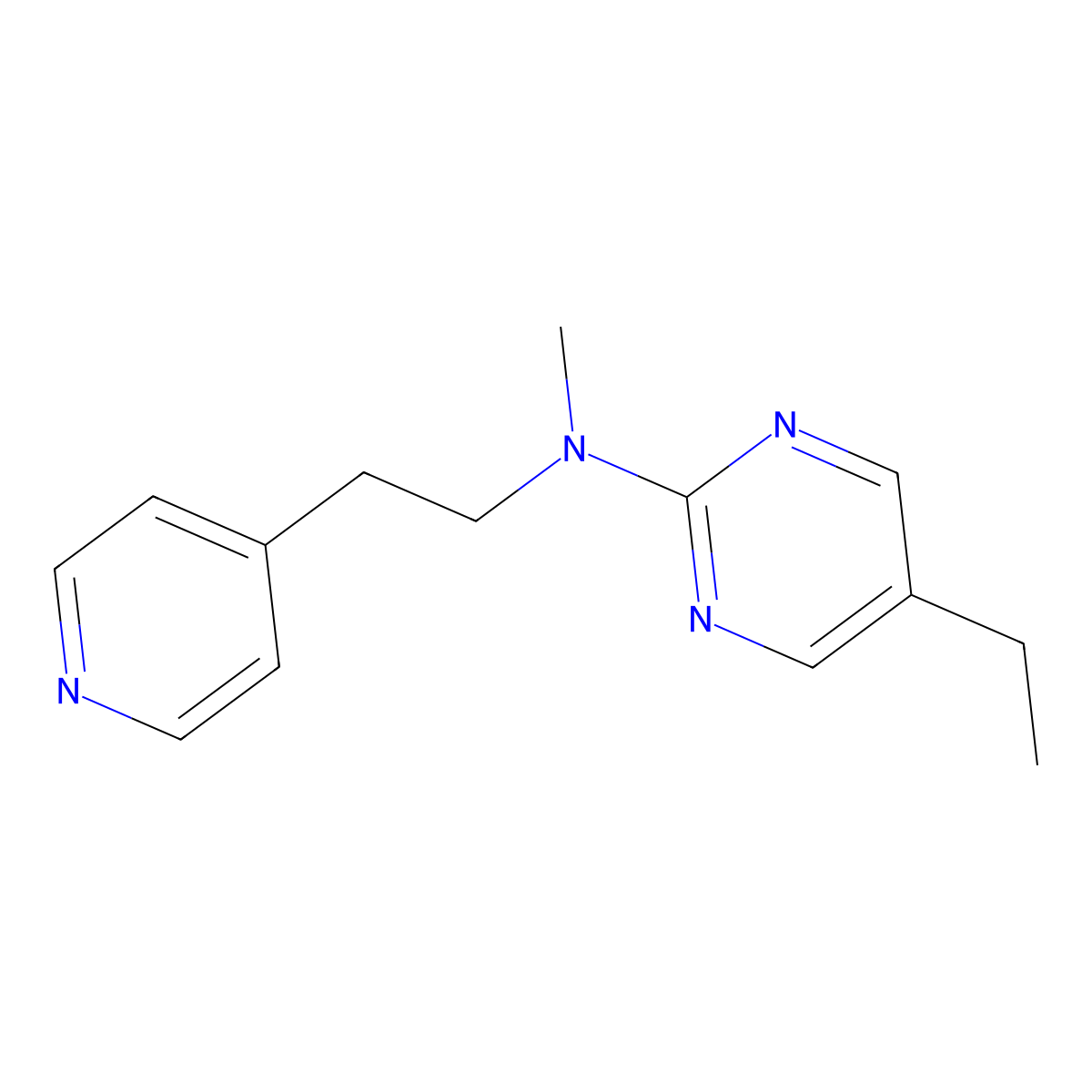 5-ethyl-N-methyl-N-[2-(pyridin-4-yl)ethyl]pyrimidin-2-amine molecular structure, CAS 2770583-14-5