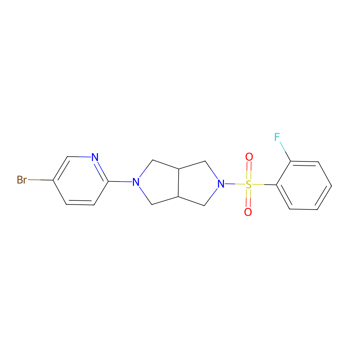 5-Bromo-2-[5-(2-fluorobenzenesulfonyl)-octahydropyrrolo[3,4-c]pyrrol-2-yl]pyridine molecular structure, CAS 2770583-16-7