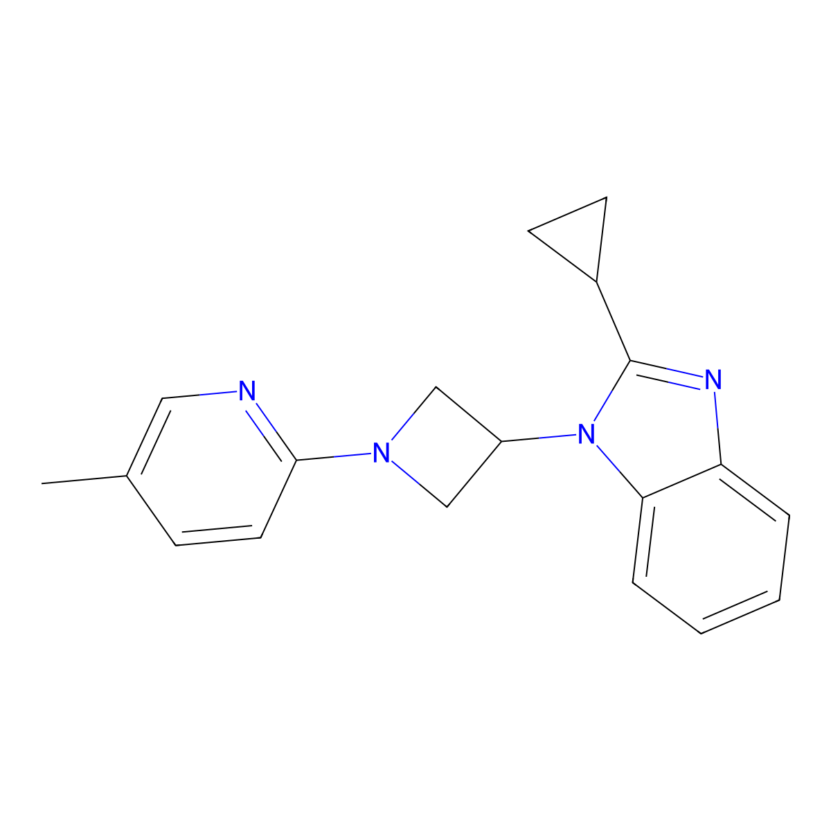 2-cyclopropyl-1-[1-(5-methylpyridin-2-yl)azetidin-3-yl]-1H-1,3-benzodiazole molecular structure, CAS 2770583-18-9