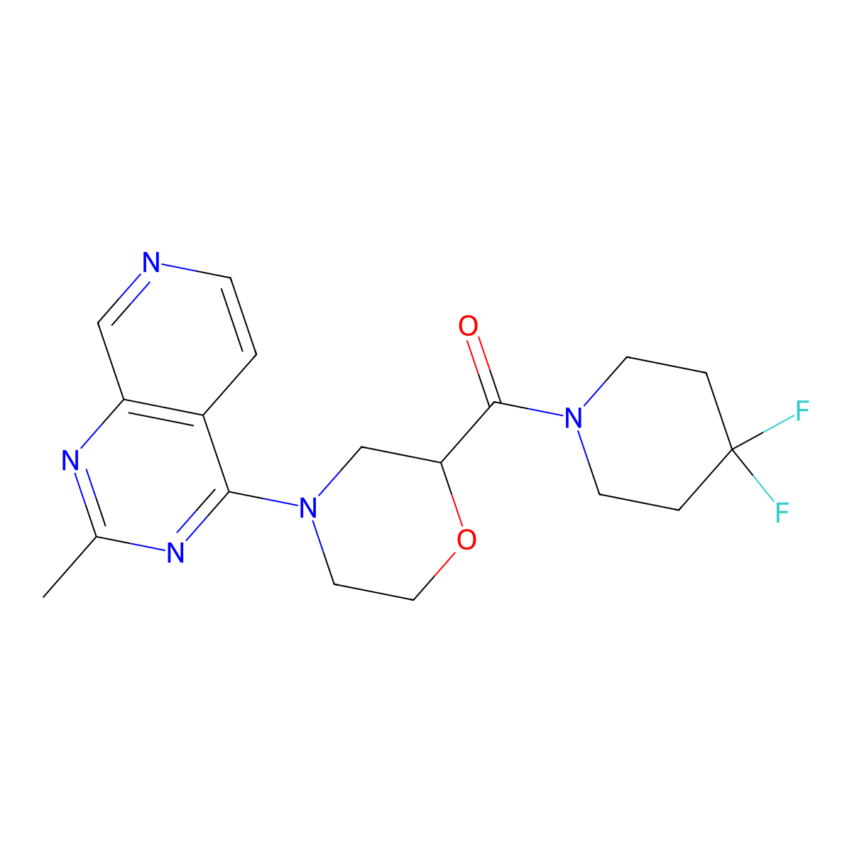 2-(4,4-Difluoropiperidine-1-carbonyl)-4-{2-methylpyrido[3,4-d]pyrimidin-4-yl}morpholine molecular structure, CAS 2770583-22-5