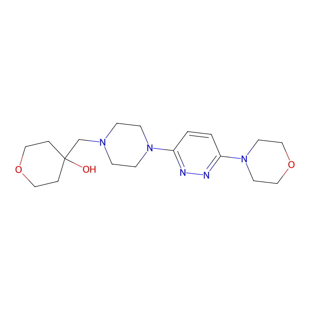 4-({4-[6-(Morpholin-4-yl)pyridazin-3-yl]piperazin-1-yl}methyl)oxan-4-ol molecular structure, CAS 2770583-23-6