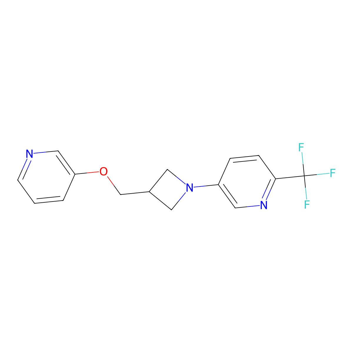 5-{3-[(Pyridin-3-yloxy)methyl]azetidin-1-yl}-2-(trifluoromethyl)pyridine molecular structure, CAS 2770583-27-0