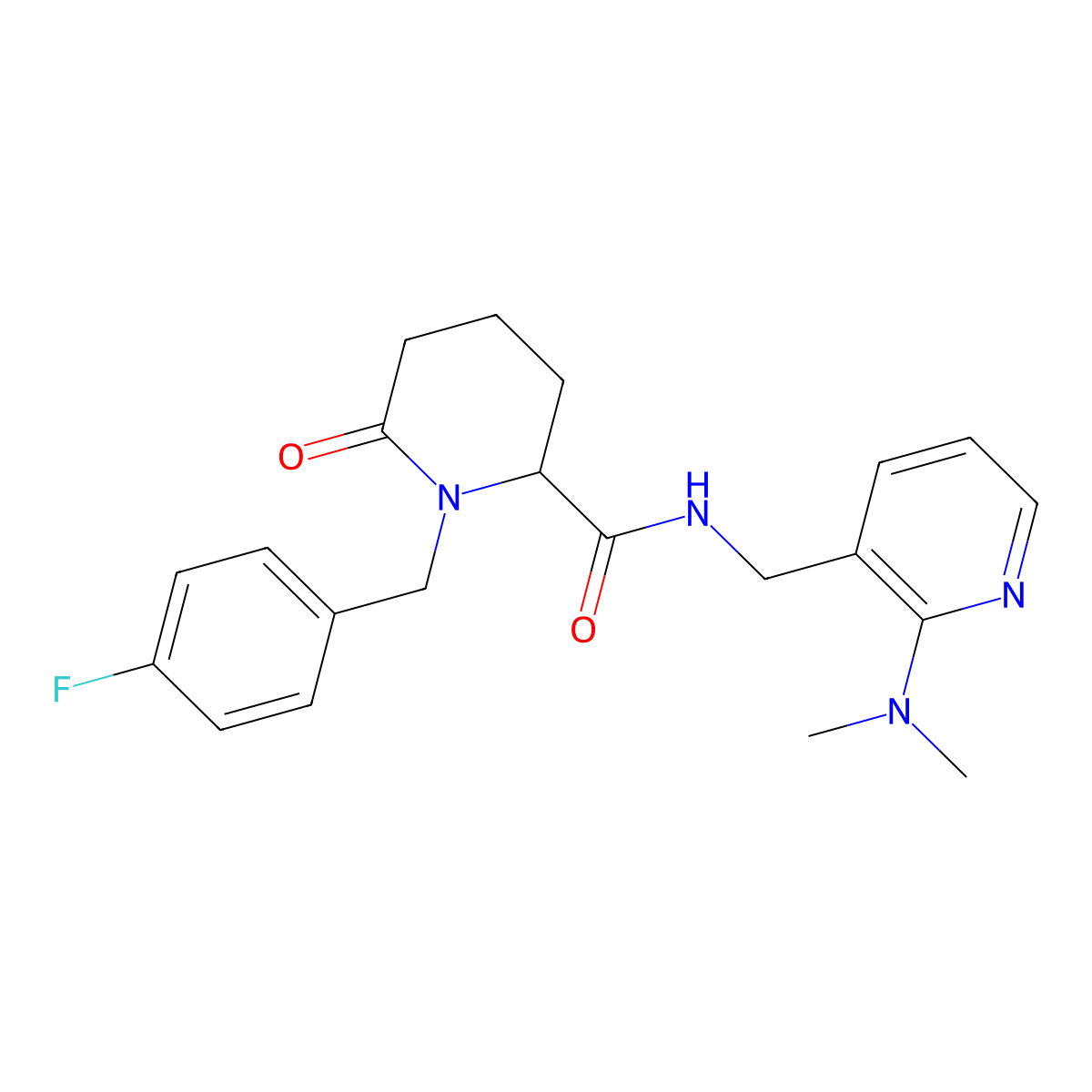 N-{[2-(dimethylamino)pyridin-3-yl]methyl}-1-[(4-fluorophenyl)methyl]-6-oxopiperidine-2-carboxamide molecular structure, CAS 2770583-35-0