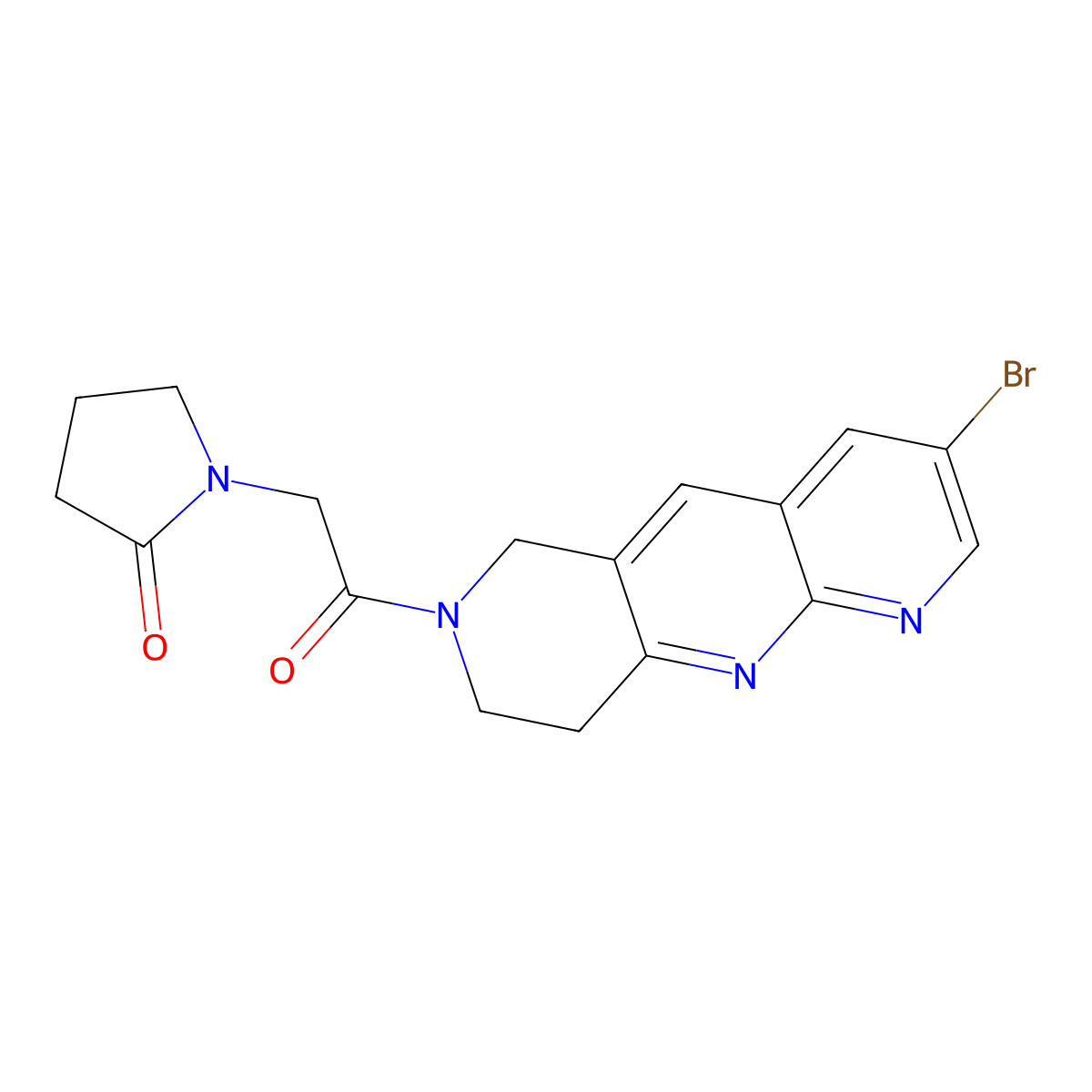 1-(2-{3-bromo-6H,7H,8H,9H-pyrido[2,3-b]1,6-naphthyridin-7-yl}-2-oxoethyl)pyrrolidin-2-one molecular structure, CAS 2770583-37-2