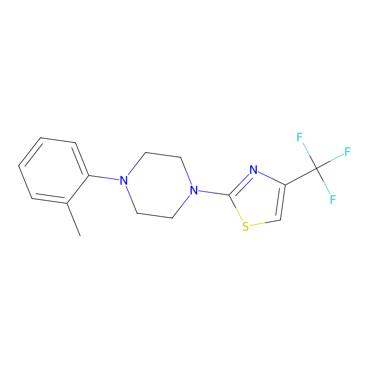 1-(2-Methylphenyl)-4-[4-(trifluoromethyl)-1,3-thiazol-2-yl]piperazine molecular structure, CAS 2770583-38-3