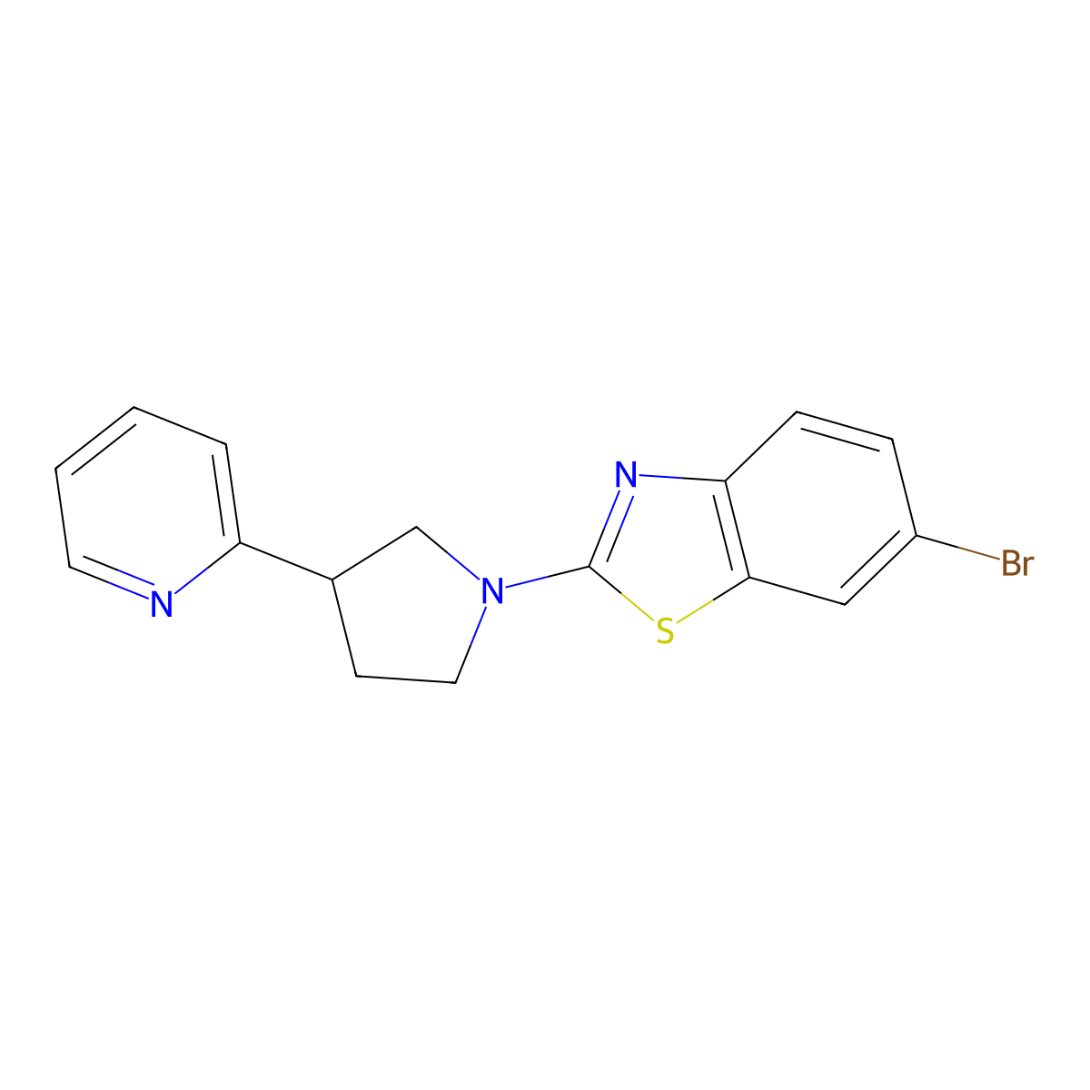 6-Bromo-2-[3-(pyridin-2-yl)pyrrolidin-1-yl]-1,3-benzothiazole molecular structure, CAS 2770583-39-4