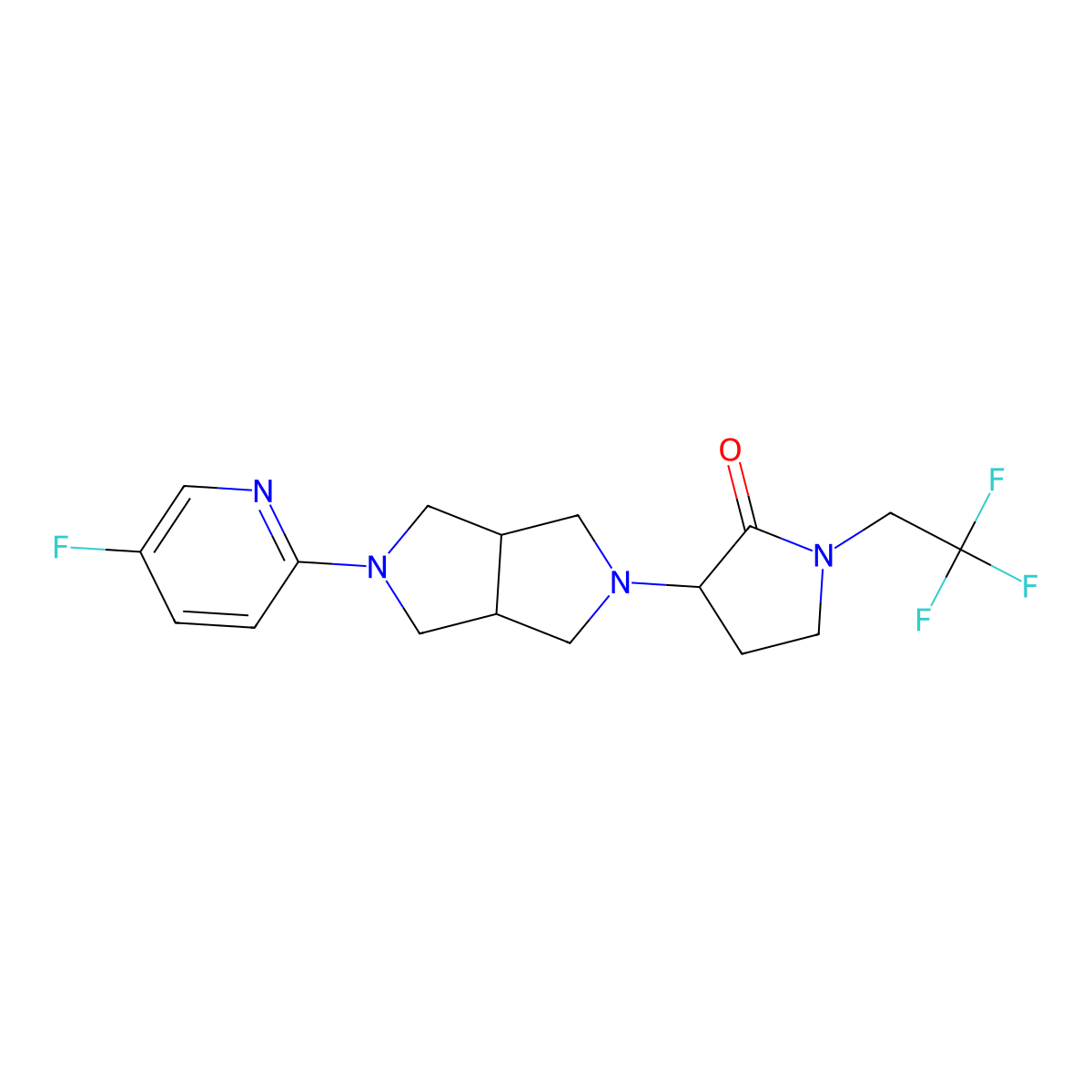 3-[5-(5-Fluoropyridin-2-yl)-octahydropyrrolo[3,4-c]pyrrol-2-yl]-1-(2,2,2-trifluoroethyl)pyrrolidin-2-one molecular structure, CAS 2770583-48-5