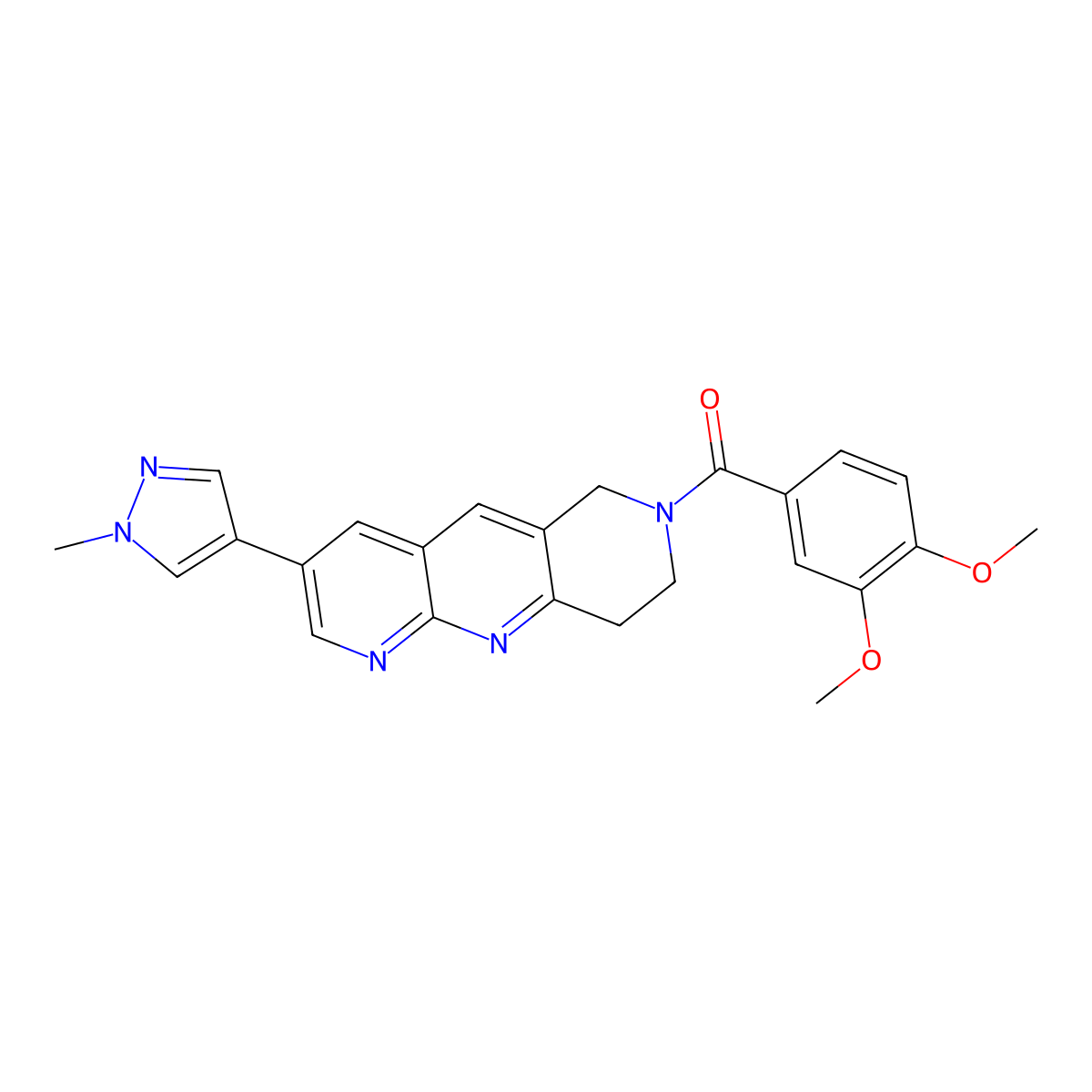 4-[7-(3,4-dimethoxybenzoyl)-6H,7H,8H,9H-pyrido[2,3-b]1,6-naphthyridin-3-yl]-1-methyl-1H-pyrazole molecular structure, CAS 2770583-49-6
