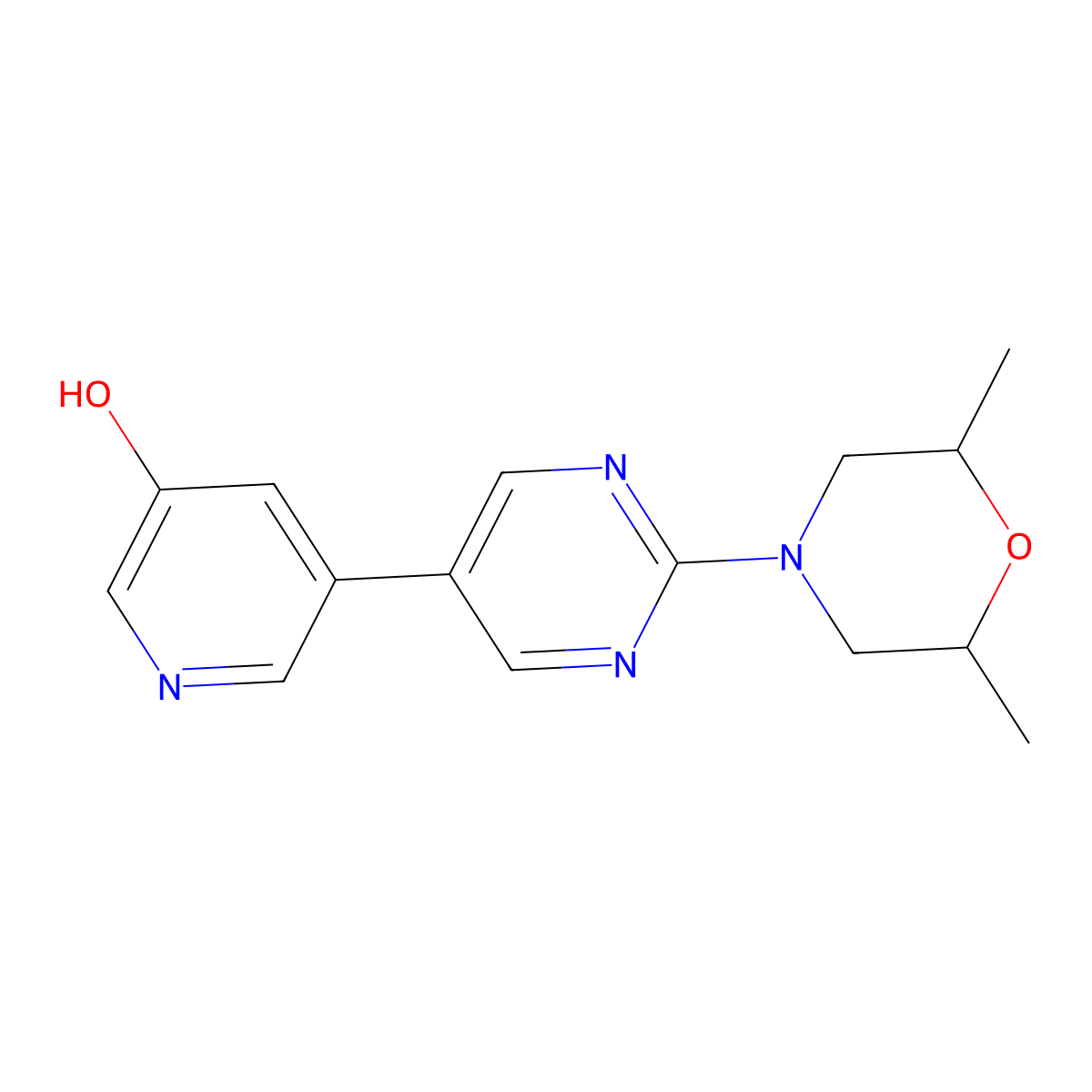 5-[2-(2,6-Dimethylmorpholin-4-yl)pyrimidin-5-yl]pyridin-3-ol molecular structure, CAS 2770583-52-1