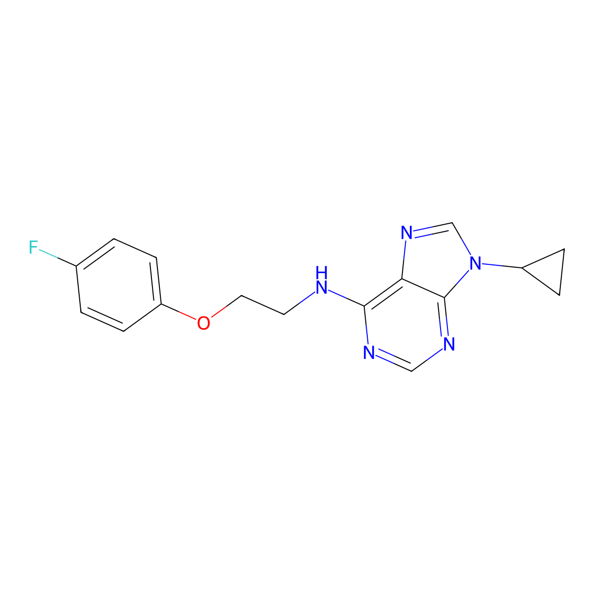 9-cyclopropyl-N-[2-(4-fluorophenoxy)ethyl]-9H-purin-6-amine molecular structure, CAS 2770583-53-2