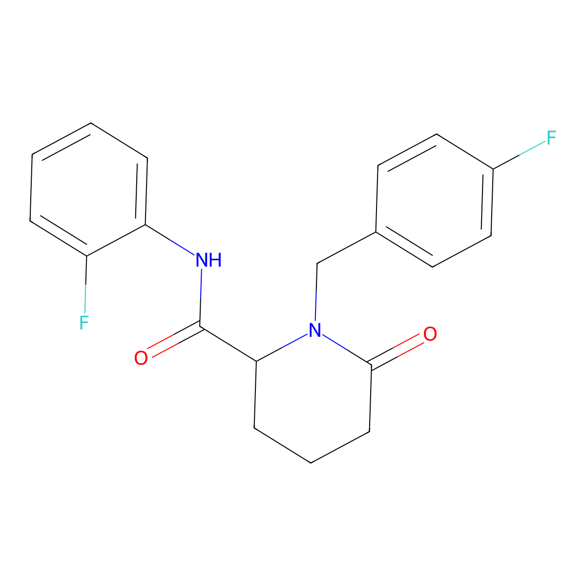 N-(2-fluorophenyl)-1-[(4-fluorophenyl)methyl]-6-oxopiperidine-2-carboxamide molecular structure, CAS 2770583-55-4