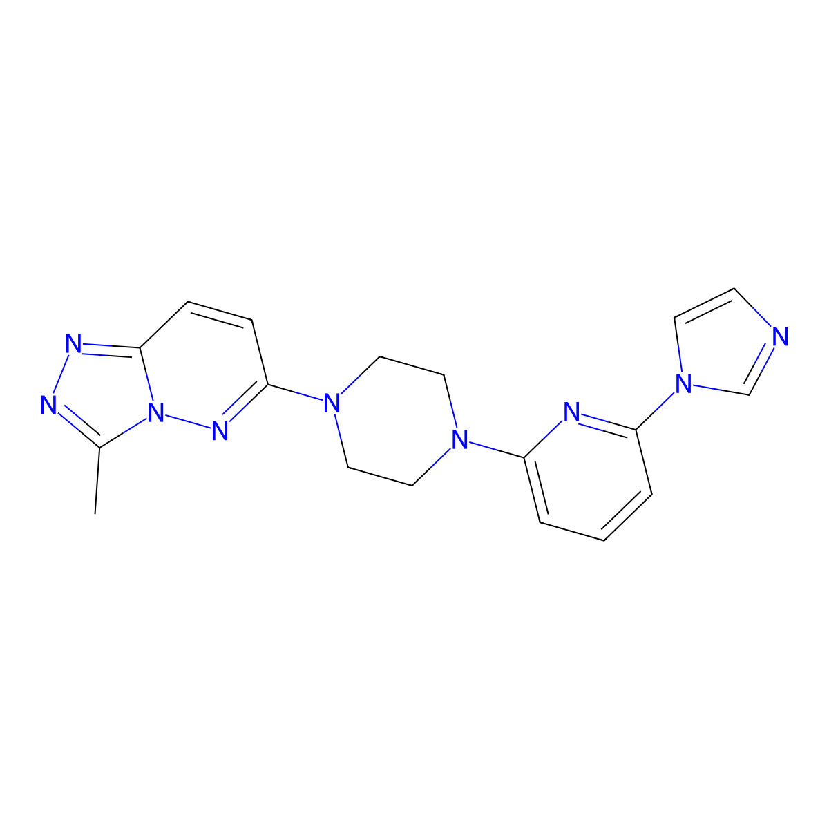 1-[6-(1H-imidazol-1-yl)pyridin-2-yl]-4-{3-methyl-[1,2,4]triazolo[4,3-b]pyridazin-6-yl}piperazine molecular structure, CAS 2770583-58-7