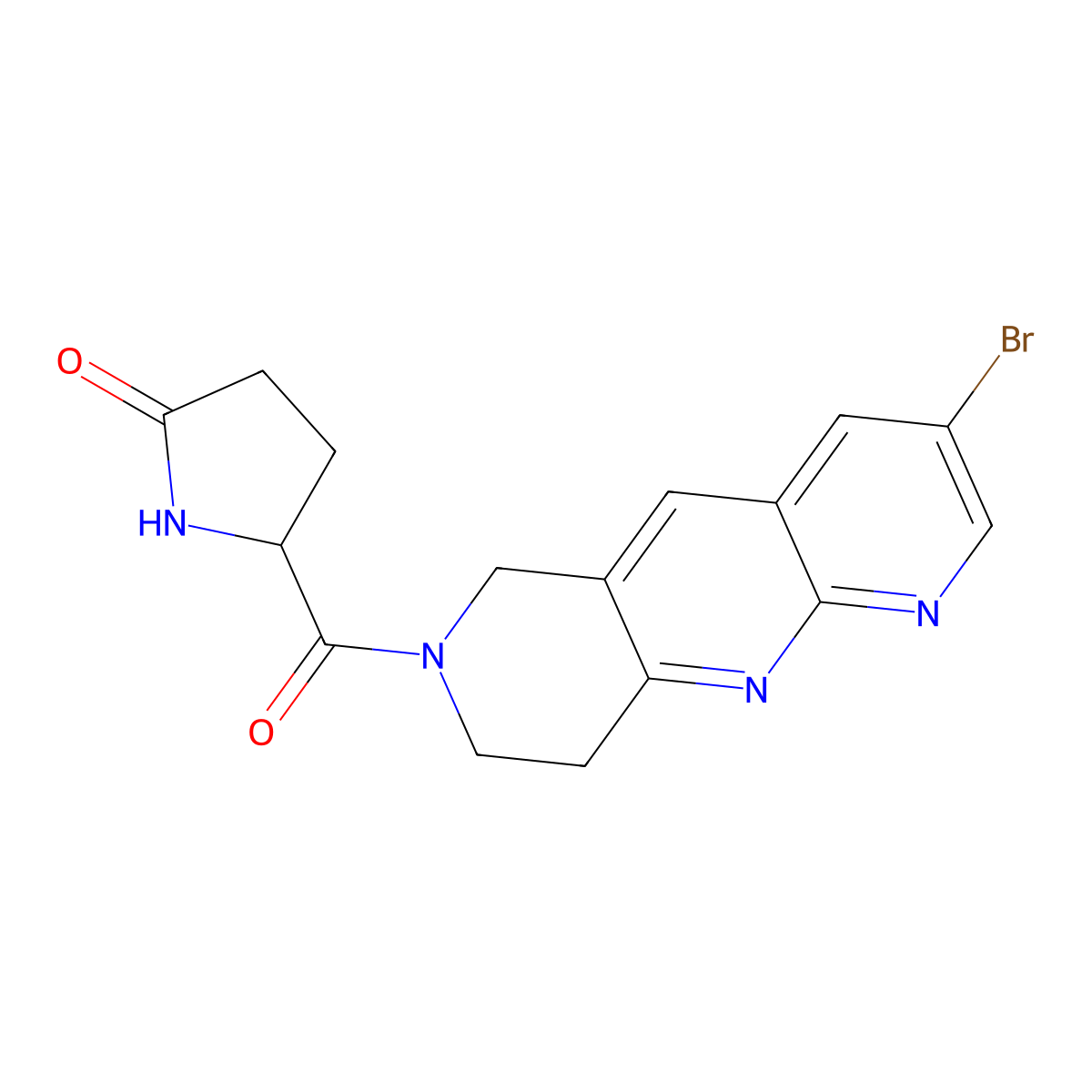 5-{3-bromo-6H,7H,8H,9H-pyrido[2,3-b]1,6-naphthyridine-7-carbonyl}pyrrolidin-2-one molecular structure, CAS 2770583-60-1