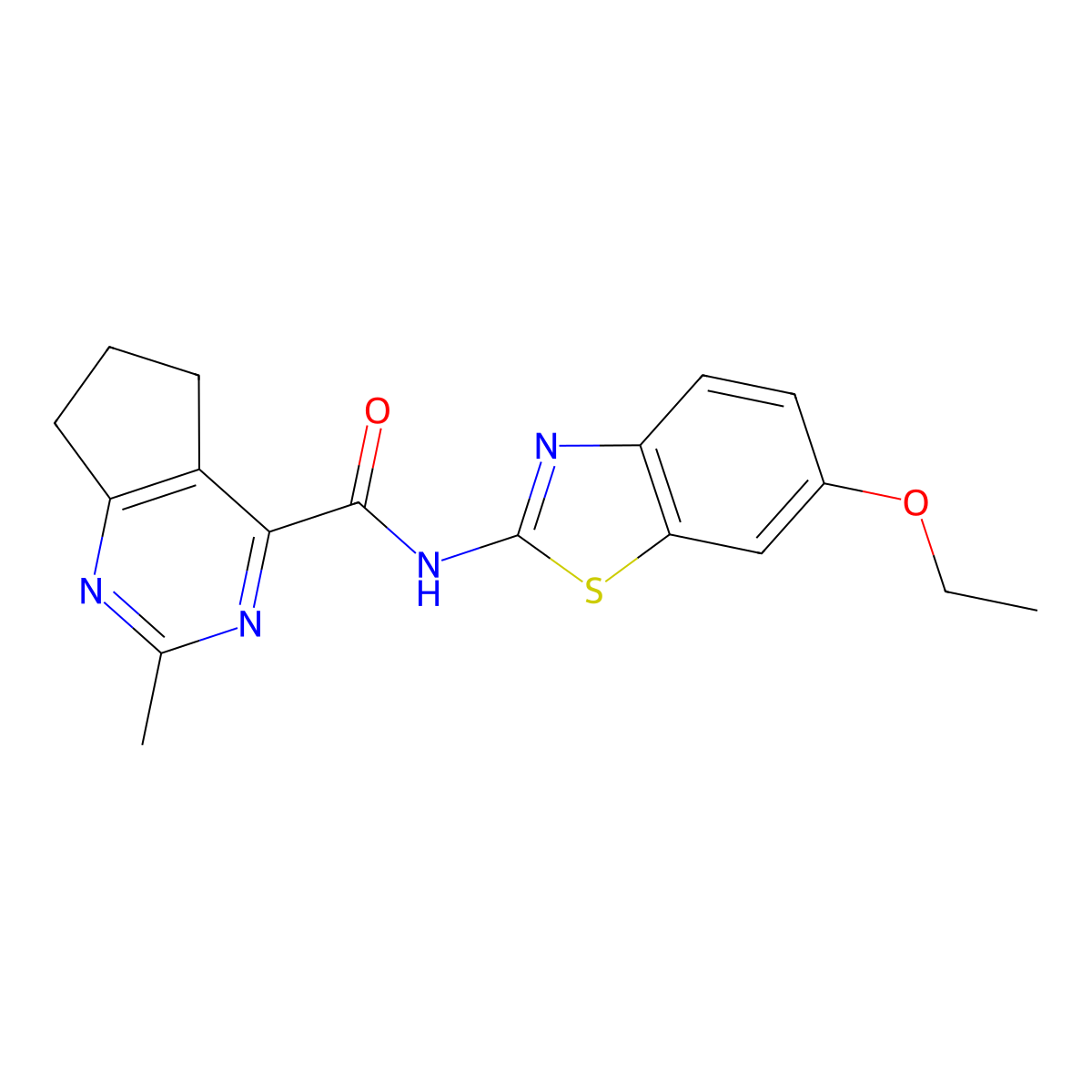 N-(6-ethoxy-1,3-benzothiazol-2-yl)-2-methyl-5H,6H,7H-cyclopenta[d]pyrimidine-4-carboxamide molecular structure, CAS 2770583-65-6