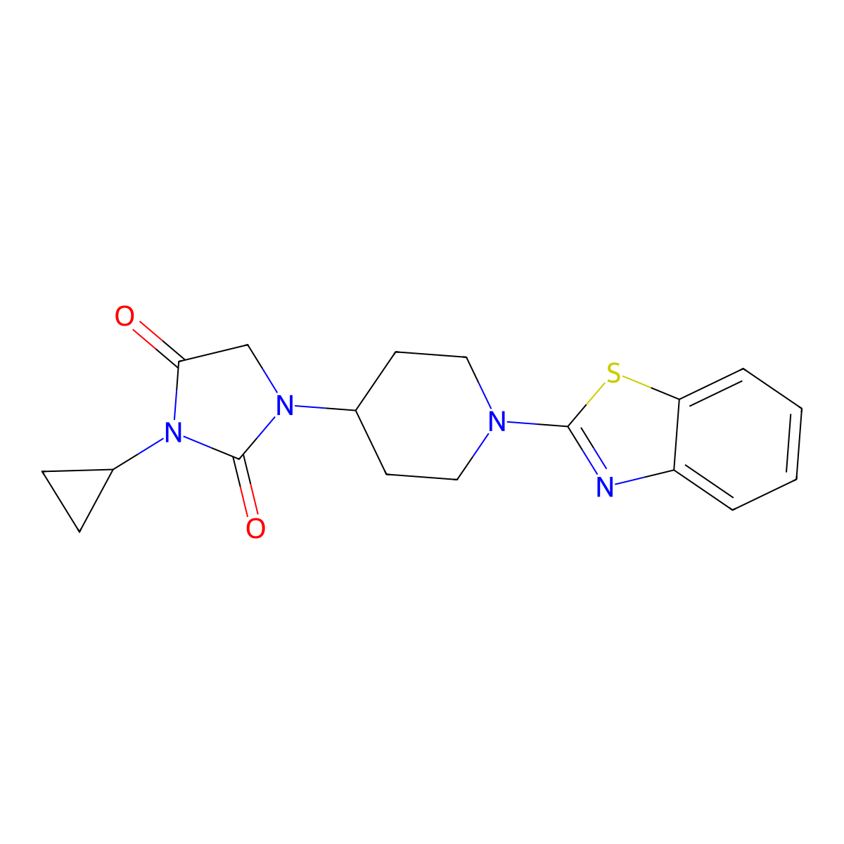 1-[1-(1,3-Benzothiazol-2-yl)piperidin-4-yl]-3-cyclopropylimidazolidine-2,4-dione molecular structure, CAS 2770583-72-5