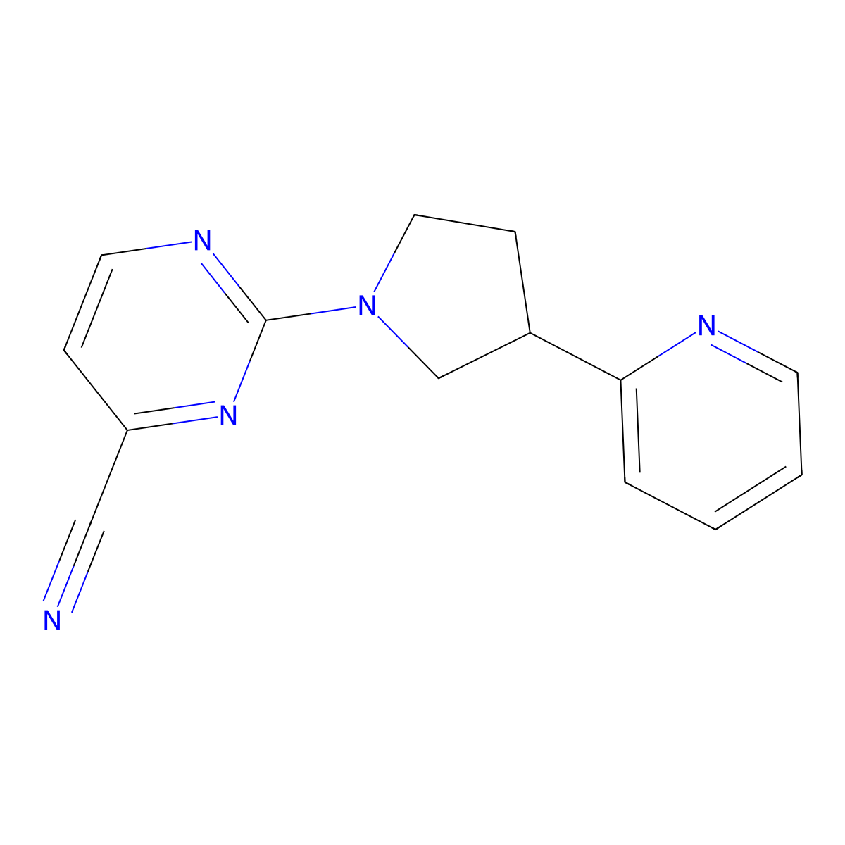 2-[3-(Pyridin-2-yl)pyrrolidin-1-yl]pyrimidine-4-carbonitrile molecular structure, CAS 2770583-75-8