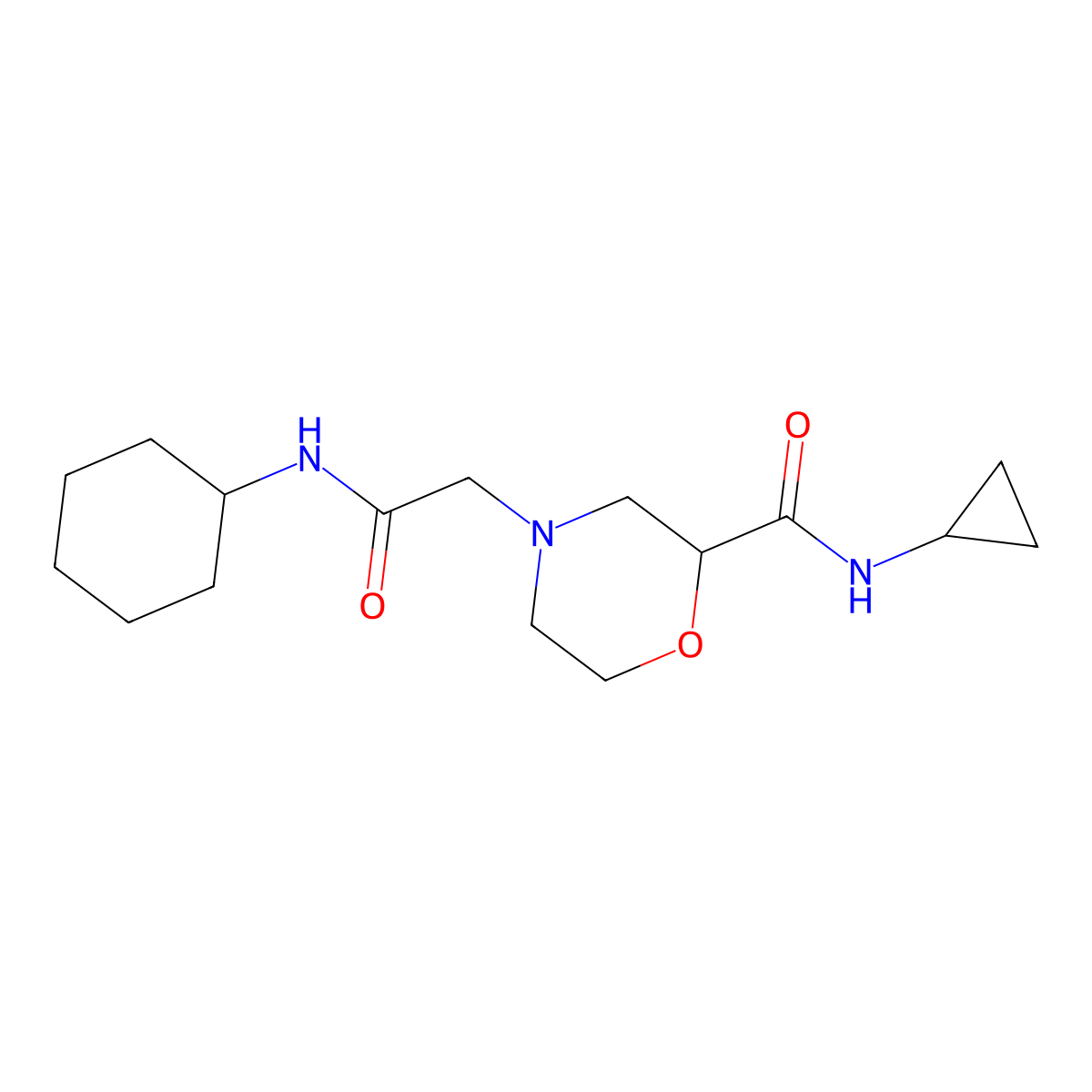 4-[(cyclohexylcarbamoyl)methyl]-N-cyclopropylmorpholine-2-carboxamide molecular structure, CAS 2770583-81-6