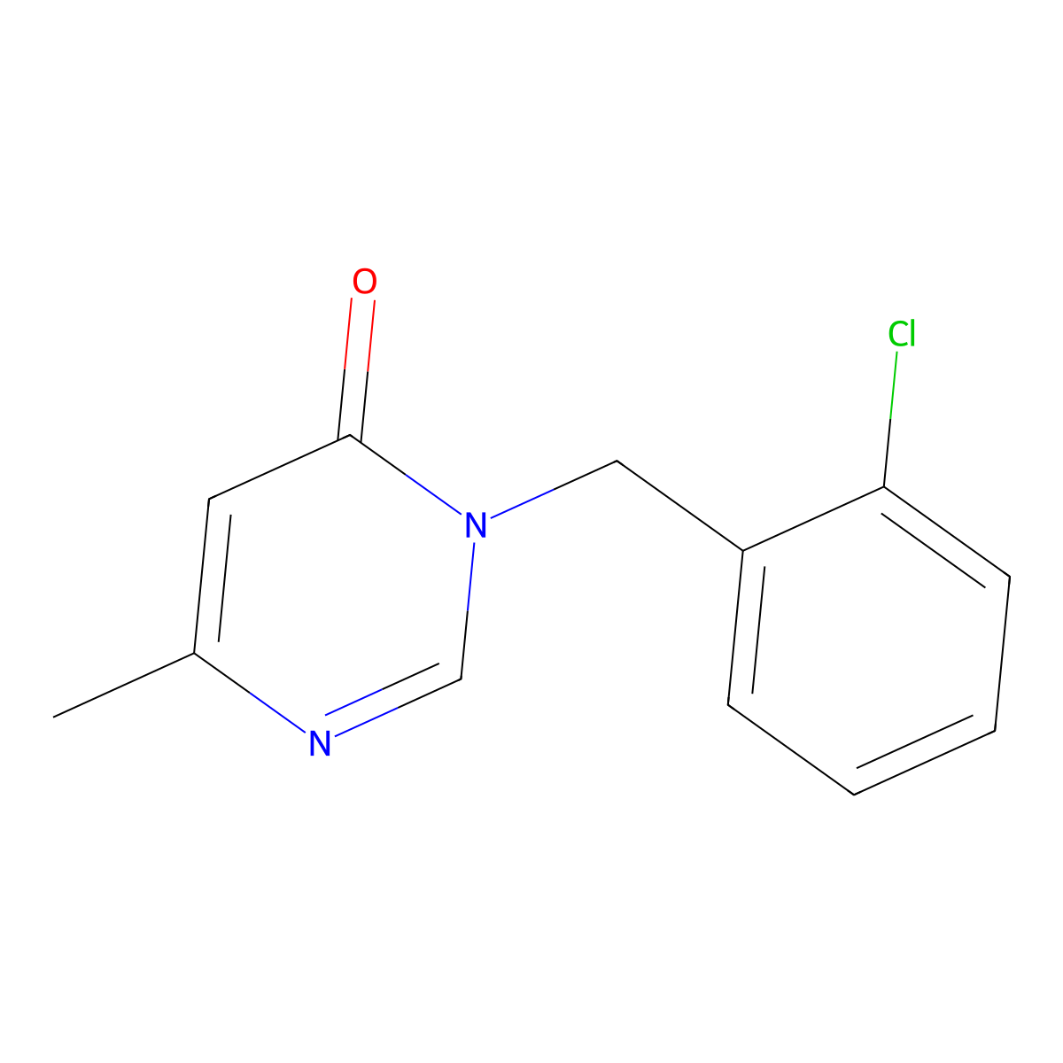 3-[(2-Chlorophenyl)methyl]-6-methyl-3,4-dihydropyrimidin-4-one molecular structure, CAS 2770583-84-9