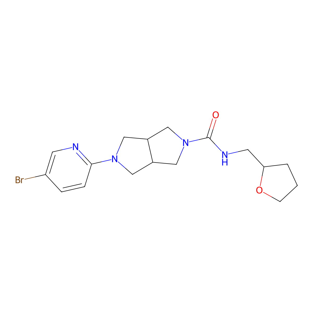 5-(5-bromopyridin-2-yl)-N-[(oxolan-2-yl)methyl]-octahydropyrrolo[3,4-c]pyrrole-2-carboxamide molecular structure, CAS 2770583-87-2