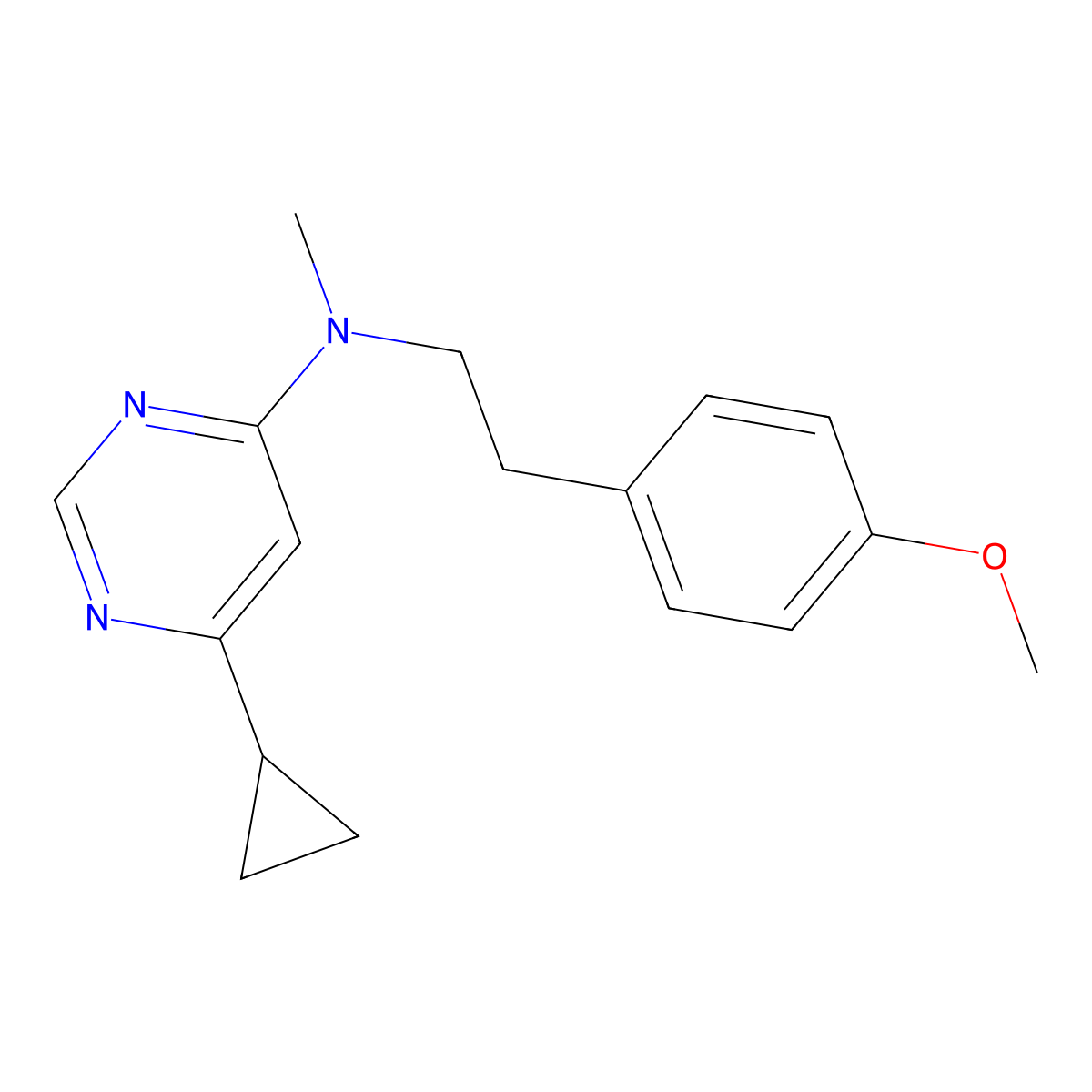 6-cyclopropyl-N-[2-(4-methoxyphenyl)ethyl]-N-methylpyrimidin-4-amine molecular structure, CAS 2770583-90-7