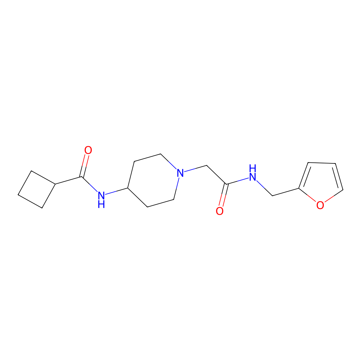 N-[1-({[(furan-2-yl)methyl]carbamoyl}methyl)piperidin-4-yl]cyclobutanecarboxamide molecular structure, CAS 2770583-94-1