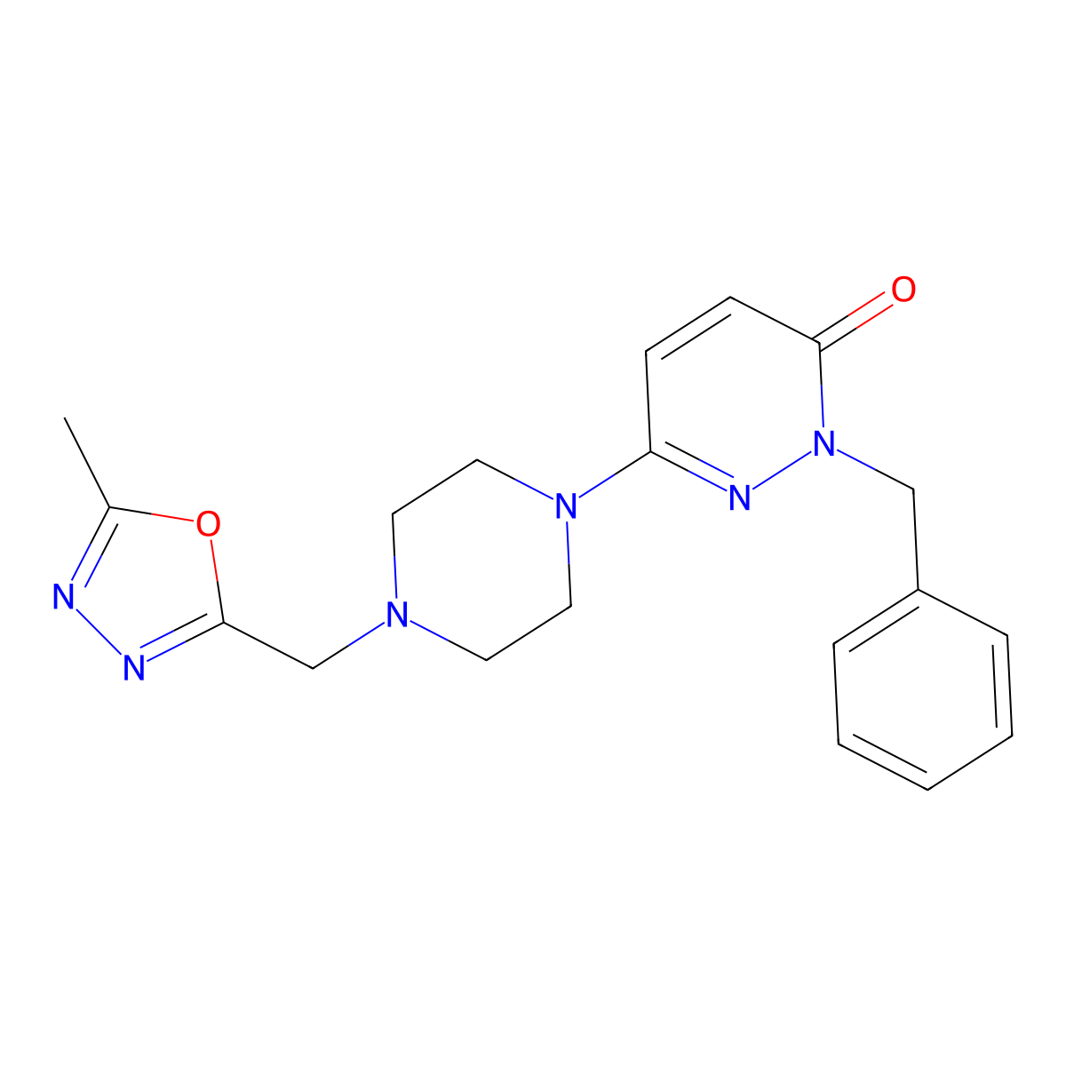 2-Benzyl-6-{4-[(5-methyl-1,3,4-oxadiazol-2-yl)methyl]piperazin-1-yl}-2,3-dihydropyridazin-3-one molecular structure, CAS 2770583-95-2