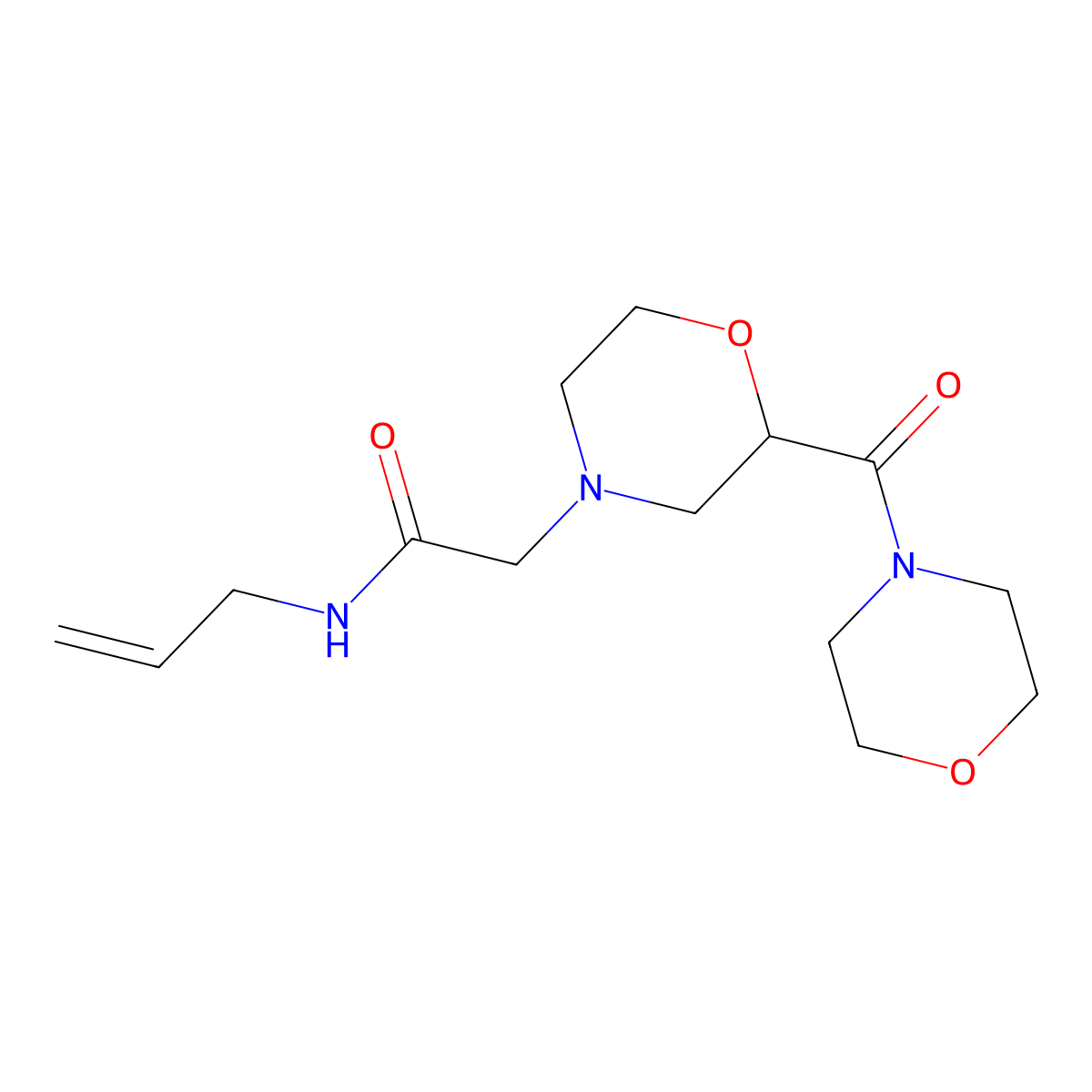 2-[2-(morpholine-4-carbonyl)morpholin-4-yl]-N-(prop-2-en-1-yl)acetamide molecular structure, CAS 2770583-98-5