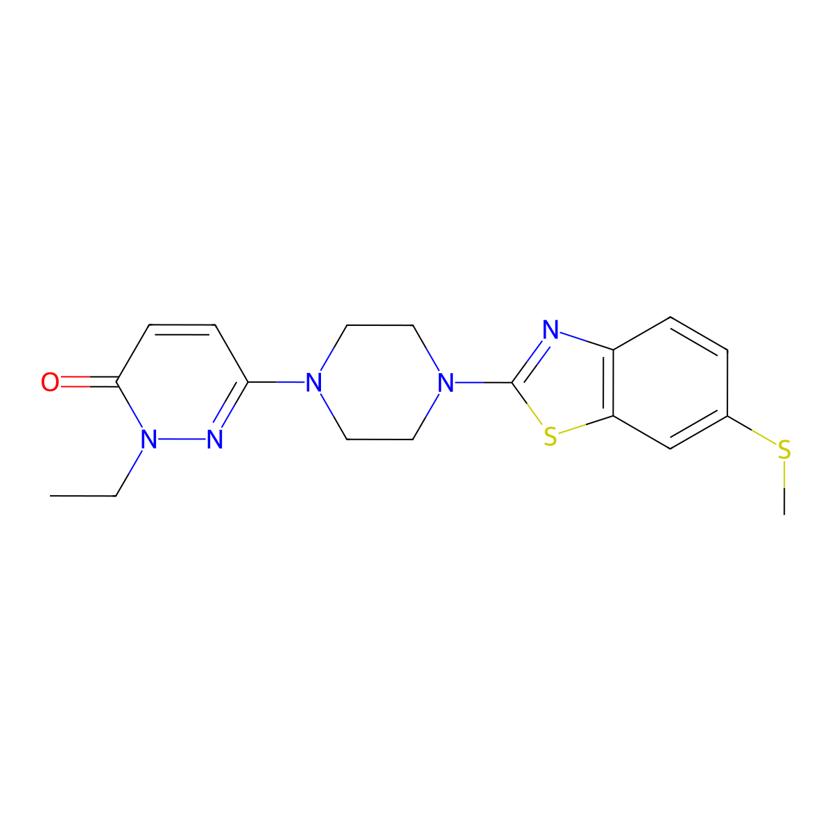 2-Ethyl-6-{4-[6-(methylsulfanyl)-1,3-benzothiazol-2-yl]piperazin-1-yl}-2,3-dihydropyridazin-3-one molecular structure, CAS 2770583-99-6