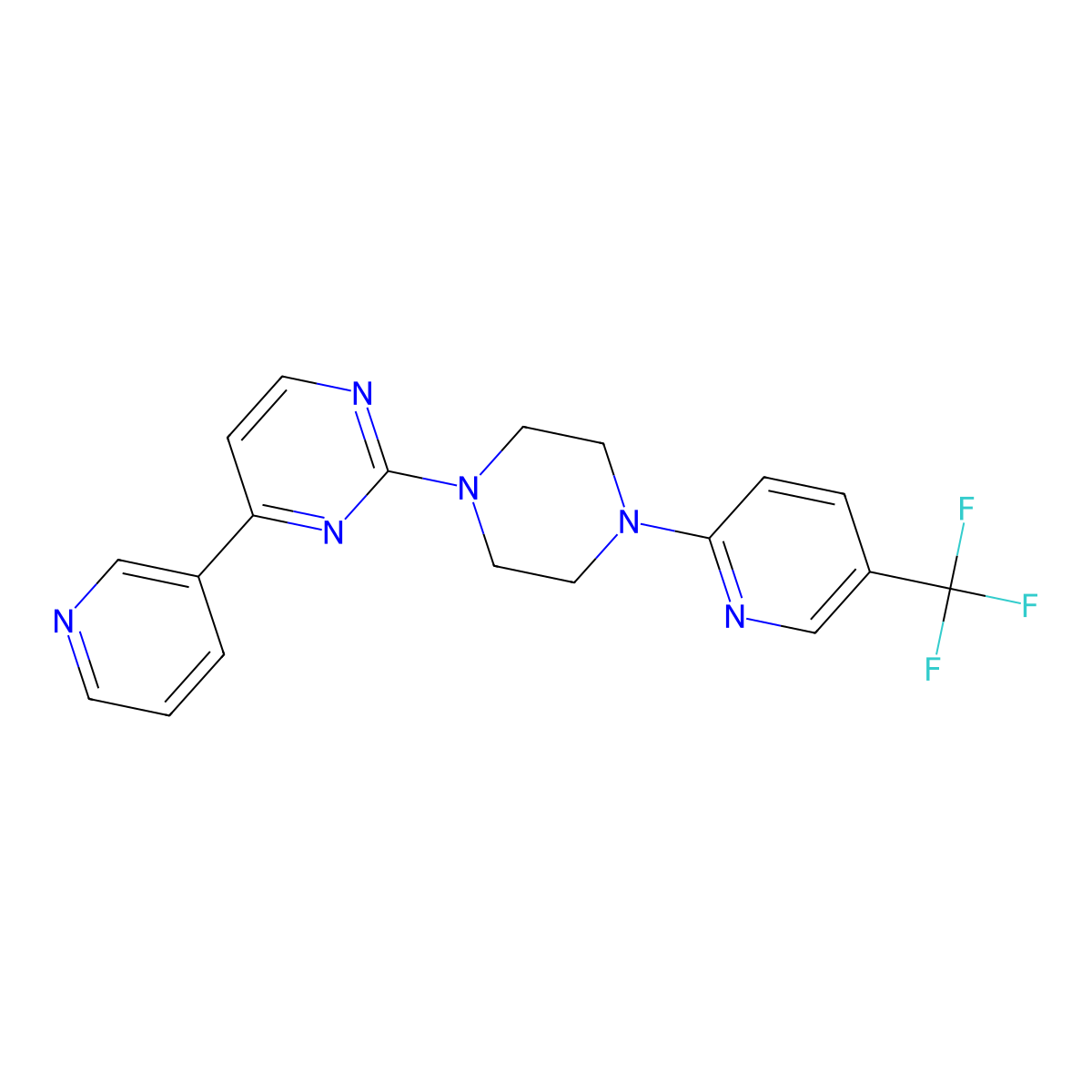 4-(Pyridin-3-yl)-2-{4-[5-(trifluoromethyl)pyridin-2-yl]piperazin-1-yl}pyrimidine molecular structure, CAS 2770584-01-3