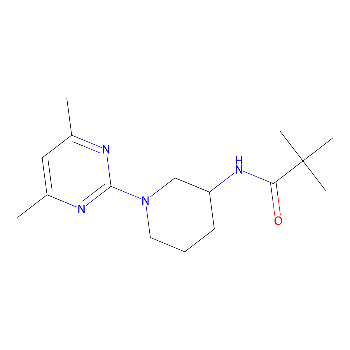 N-[1-(4,6-dimethylpyrimidin-2-yl)piperidin-3-yl]-2,2-dimethylpropanamide molecular structure, CAS 2770584-03-5