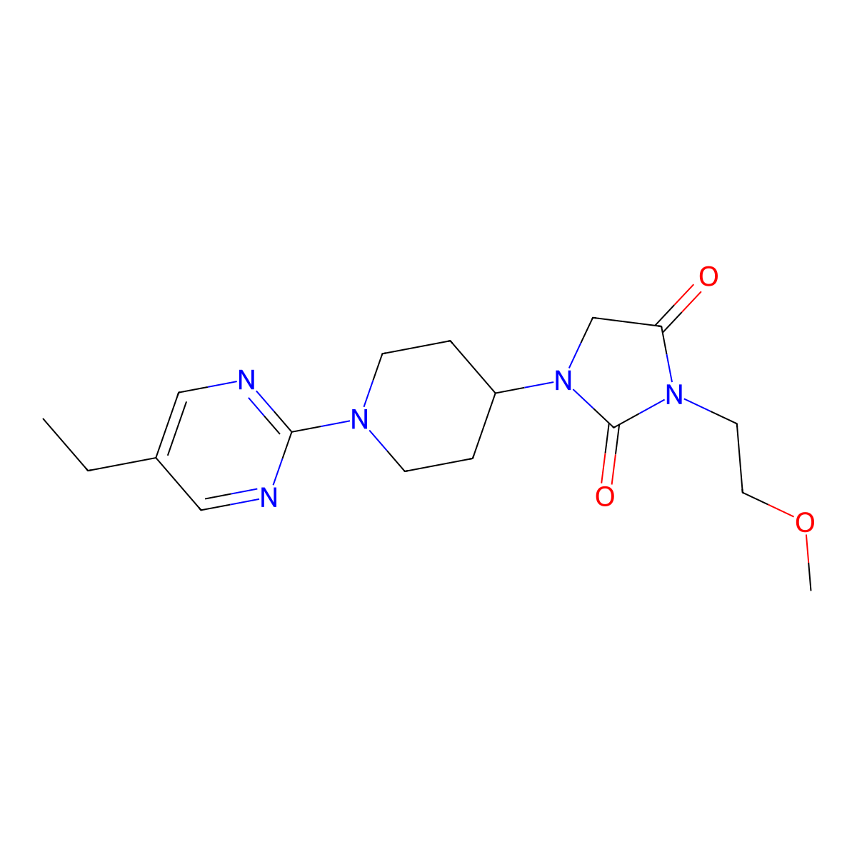 1-[1-(5-Ethylpyrimidin-2-yl)piperidin-4-yl]-3-(2-methoxyethyl)imidazolidine-2,4-dione molecular structure, CAS 2770584-06-8