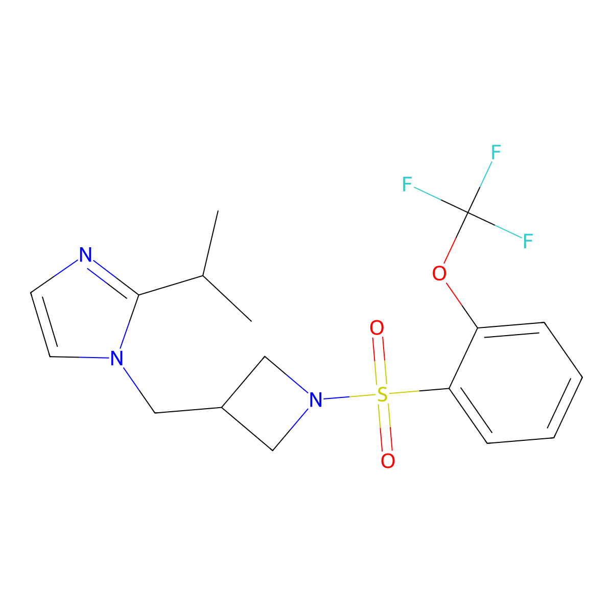 2-(propan-2-yl)-1-({1-[2-(trifluoromethoxy)benzenesulfonyl]azetidin-3-yl}methyl)-1H-imidazole molecular structure, CAS 2770584-07-9
